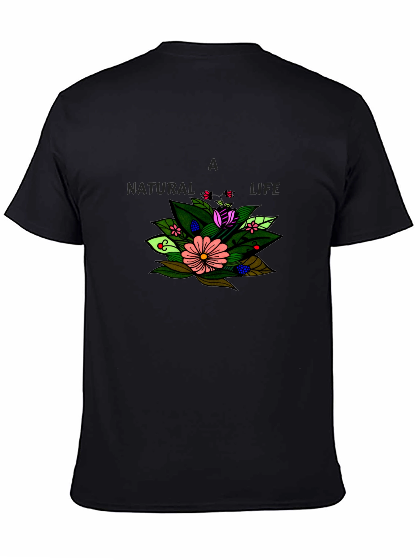 A Natural Life Floral Graphic Black T-Shirt
