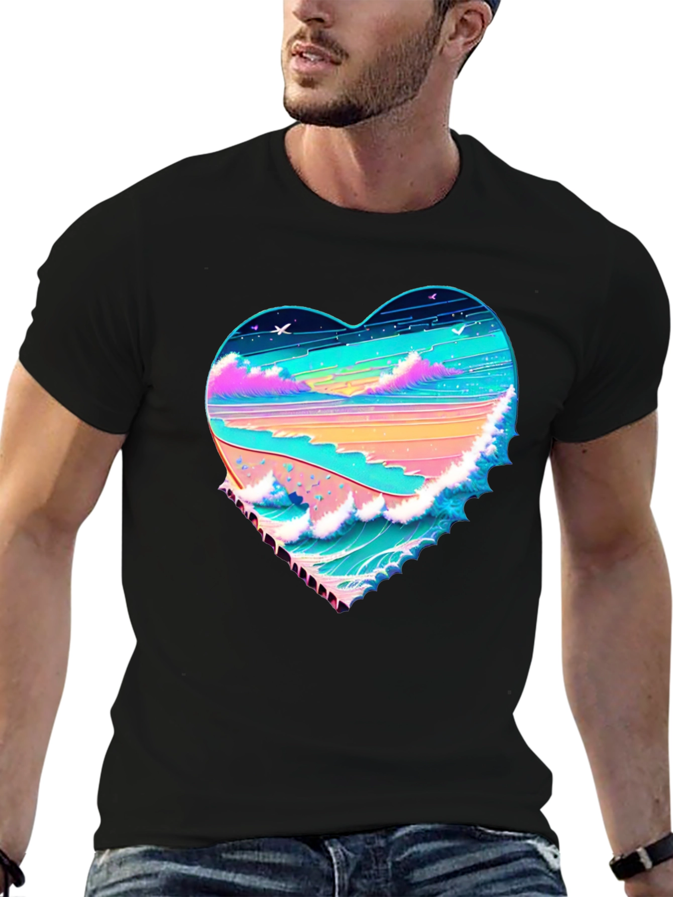 Heart Wave Beach T-Shirt - Graphic Tee