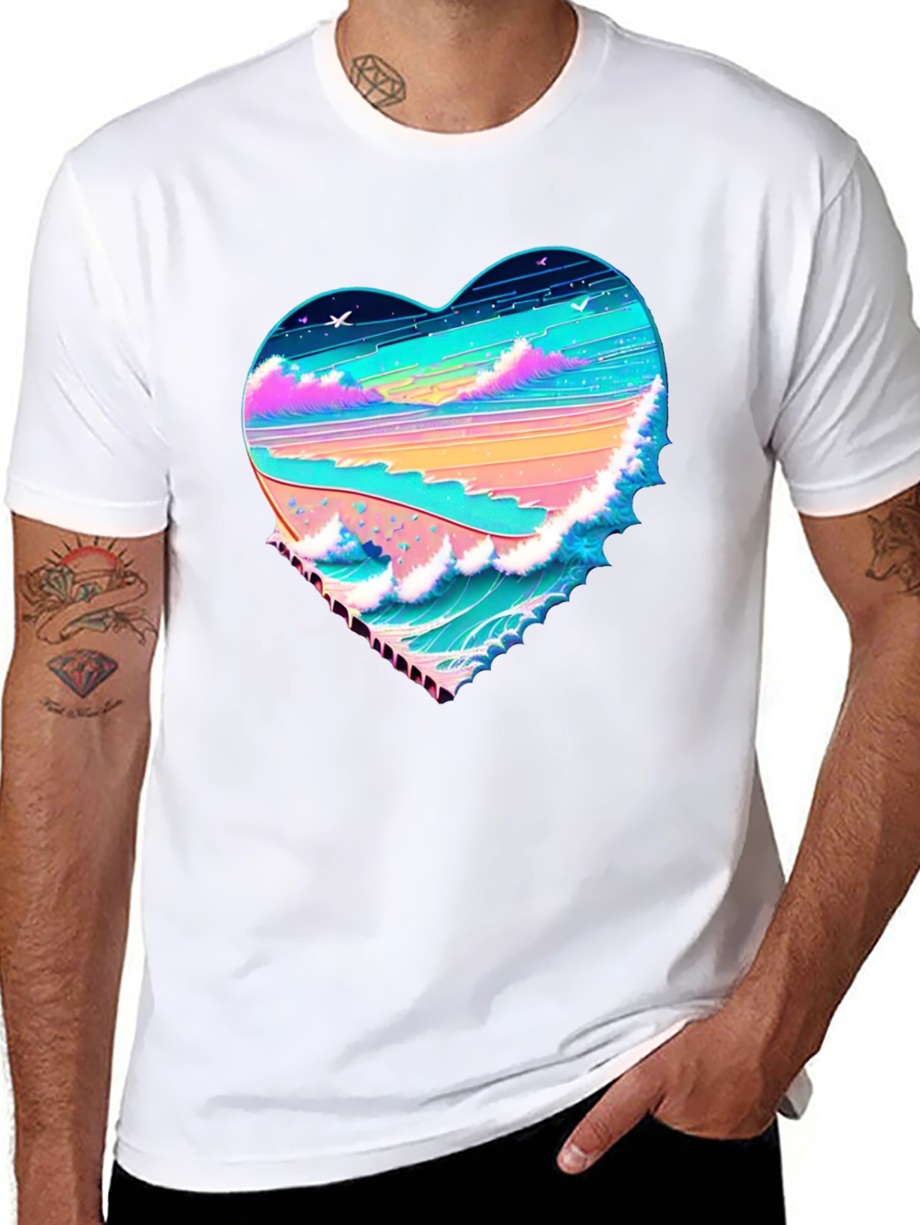 Heart Wave Beach T-Shirt - Graphic Tee