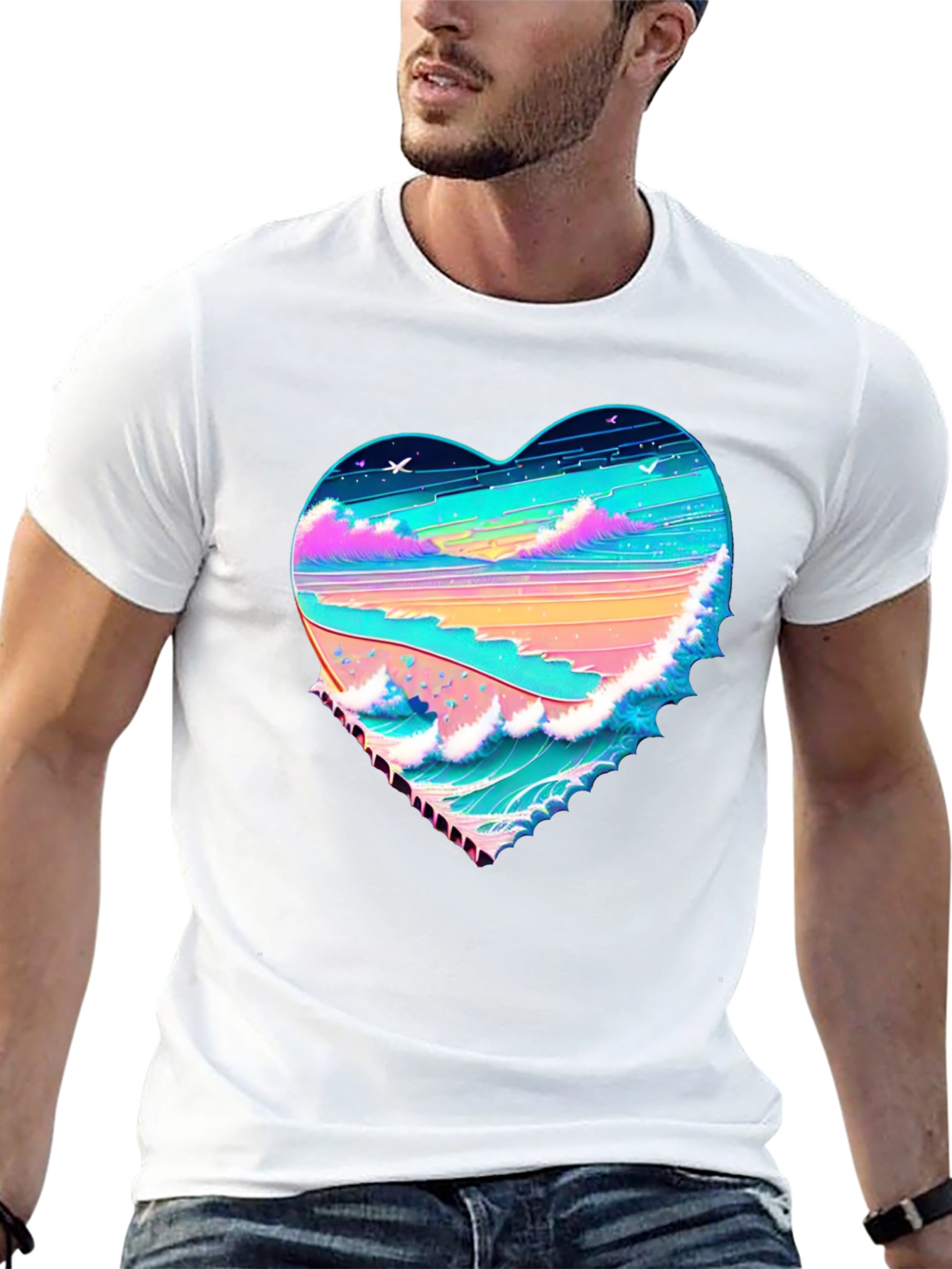 Heart Wave Beach T-Shirt - Graphic Tee