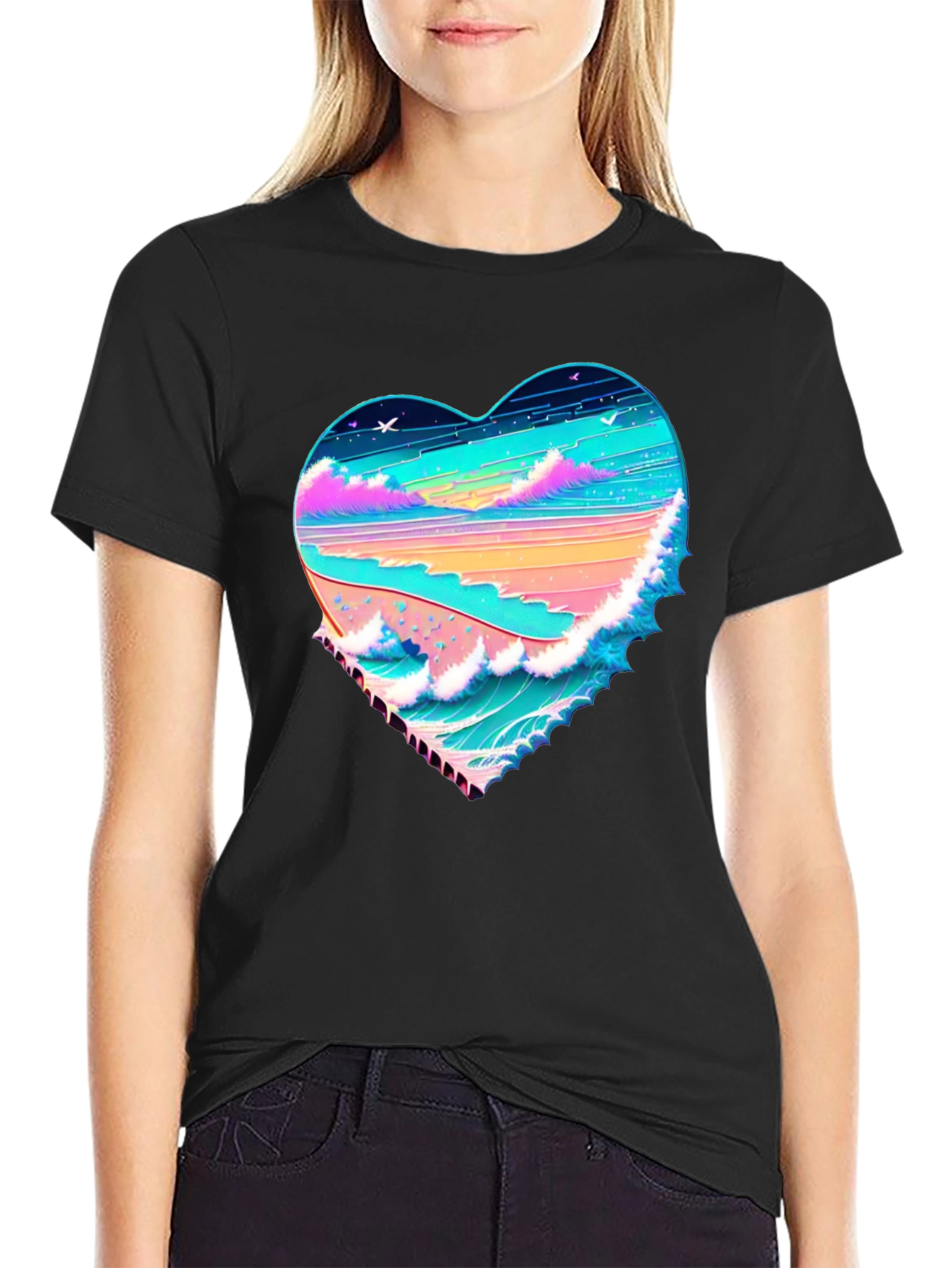 Heart Wave Beach T-Shirt - Graphic Tee