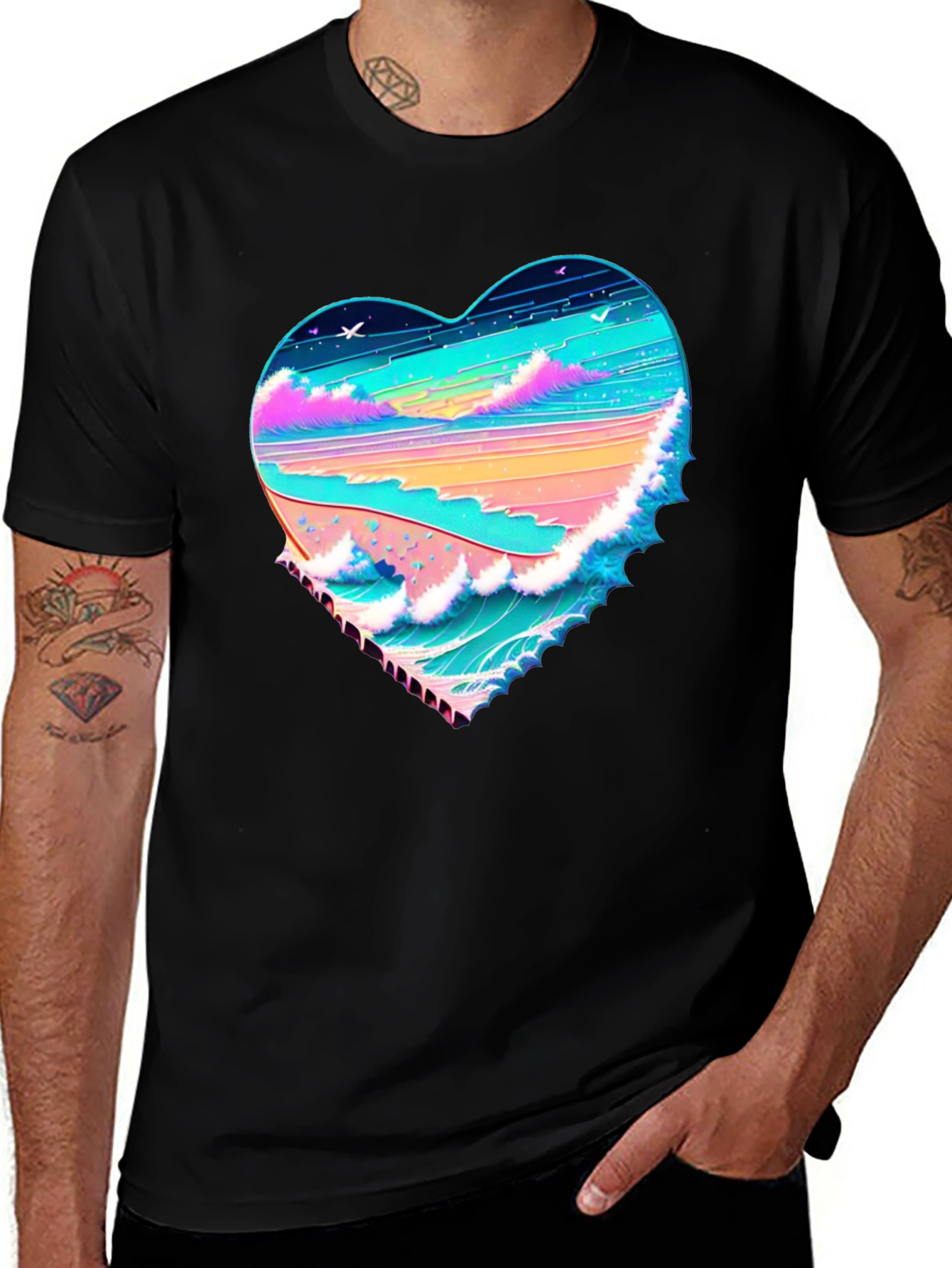 Heart Wave Beach T-Shirt - Graphic Tee