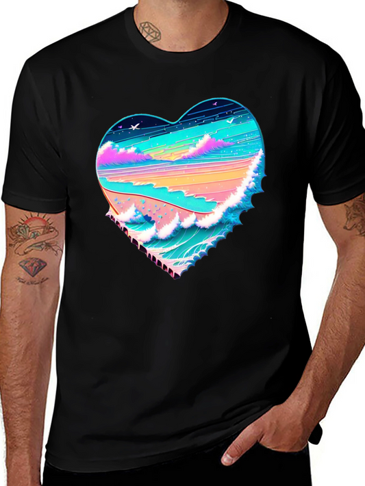 Heart Wave Beach T-Shirt - Graphic Tee