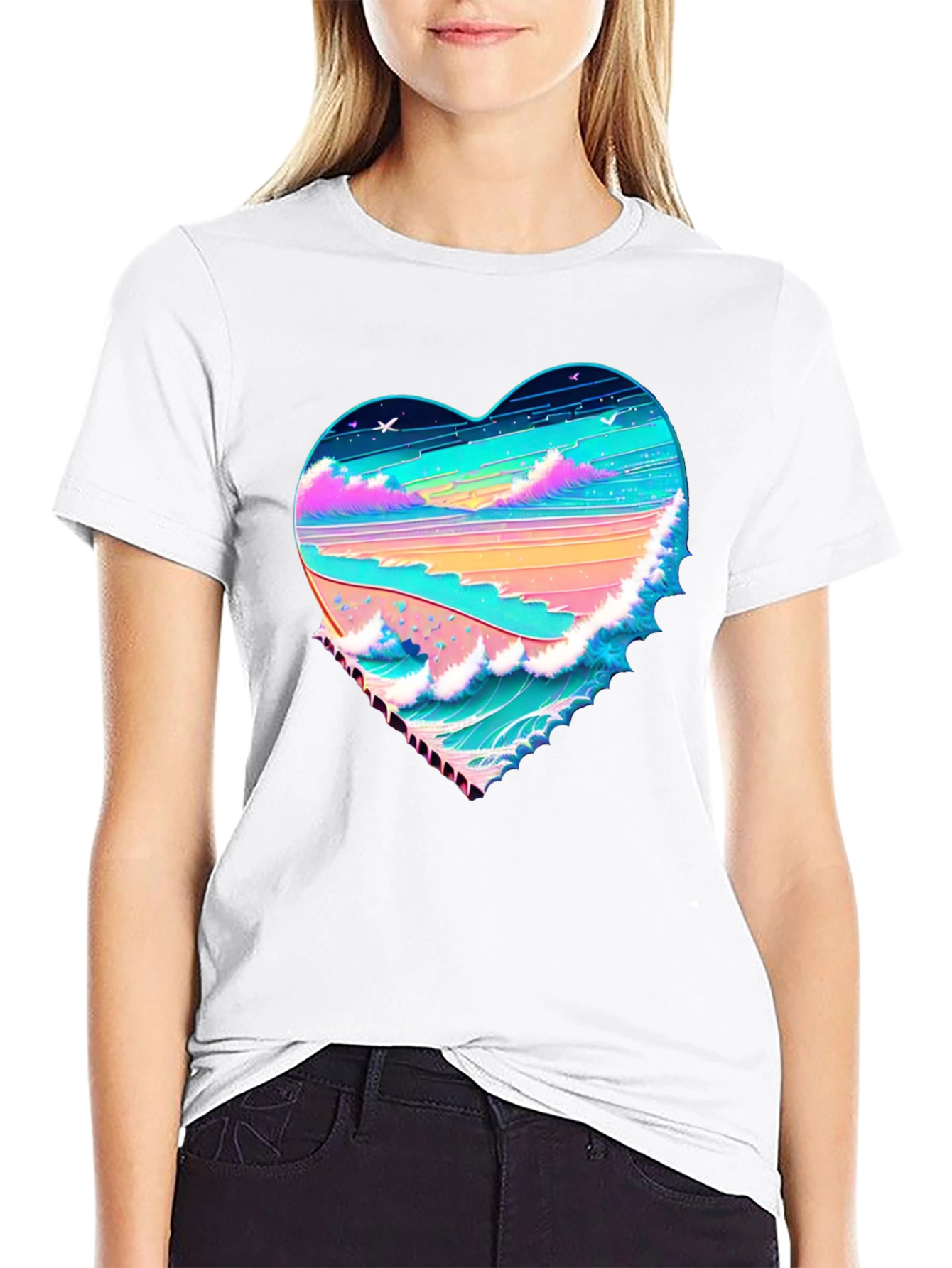 Heart Wave Beach T-Shirt - Graphic Tee