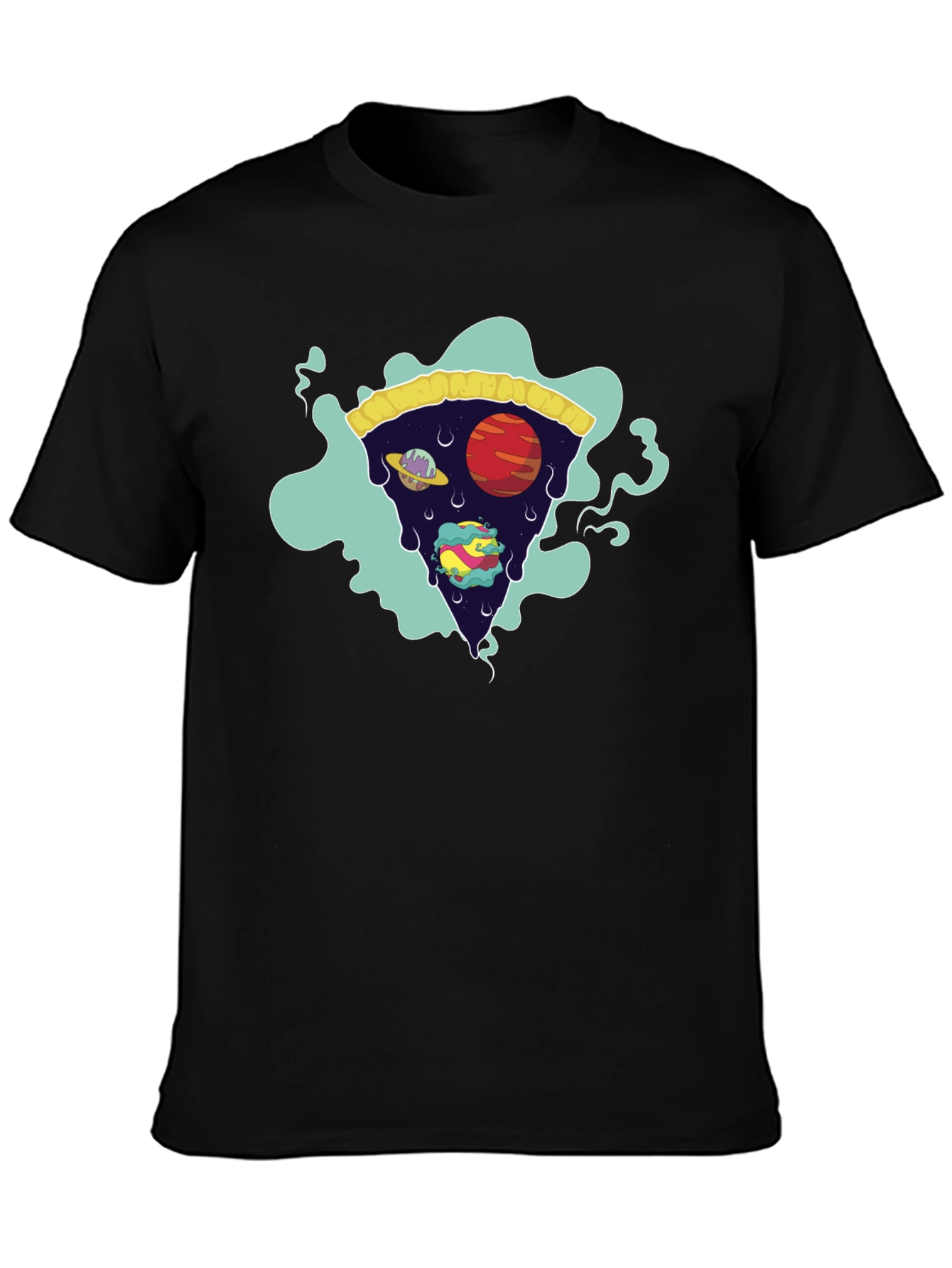 Cosmic Pizza Slice Black Graphic Tee