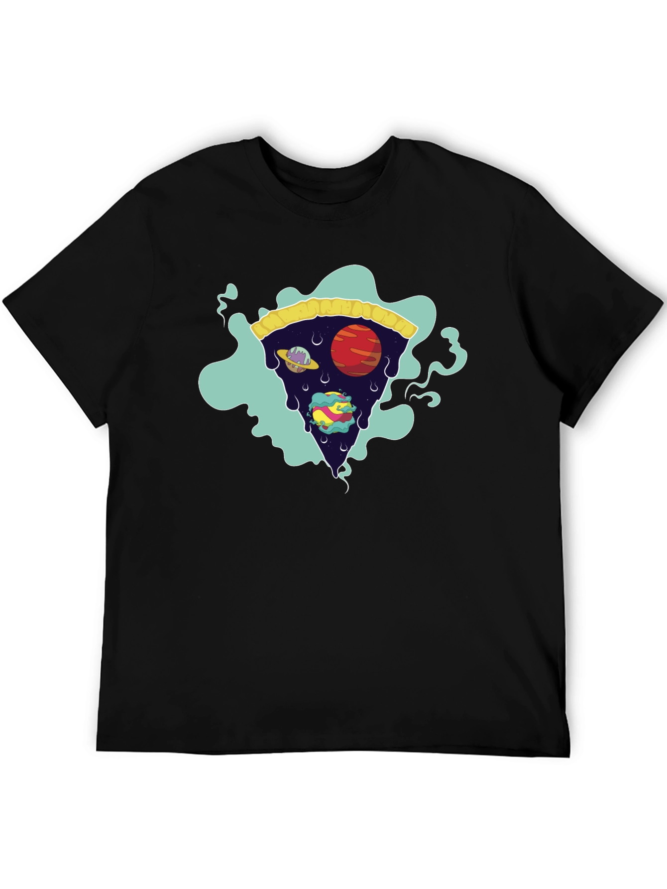 Cosmic Pizza Slice Black Graphic Tee