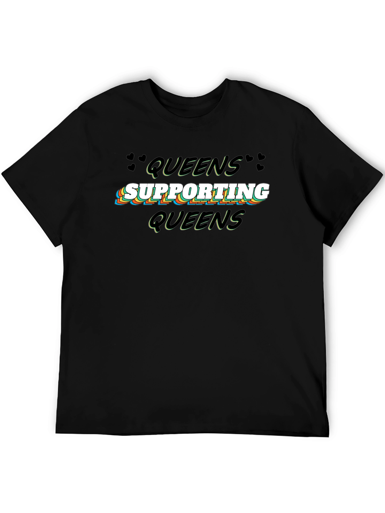 Queens Supporting Queens Black Graphic T-Shirt