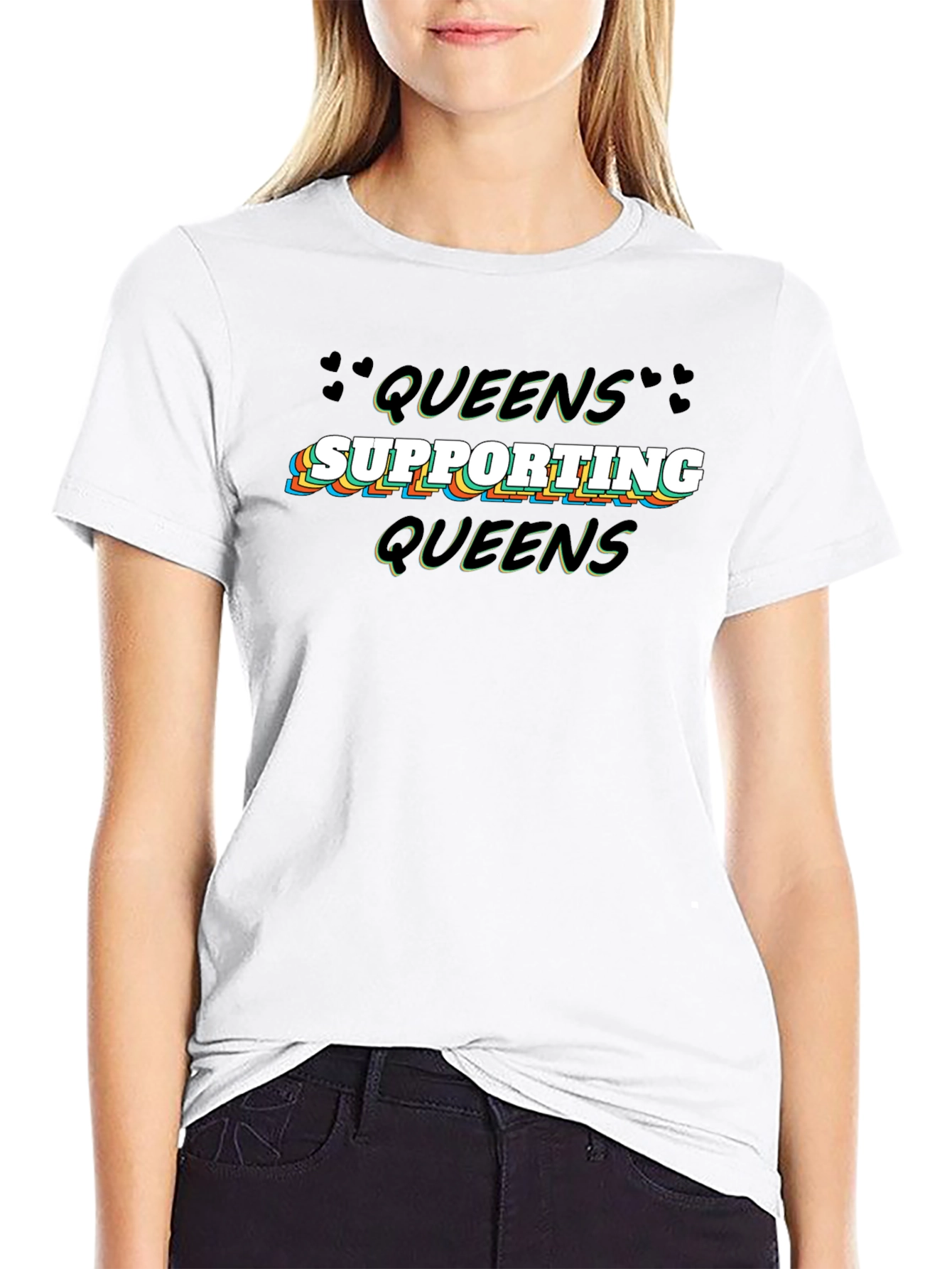 Queens Supporting Queens Black Graphic T-Shirt