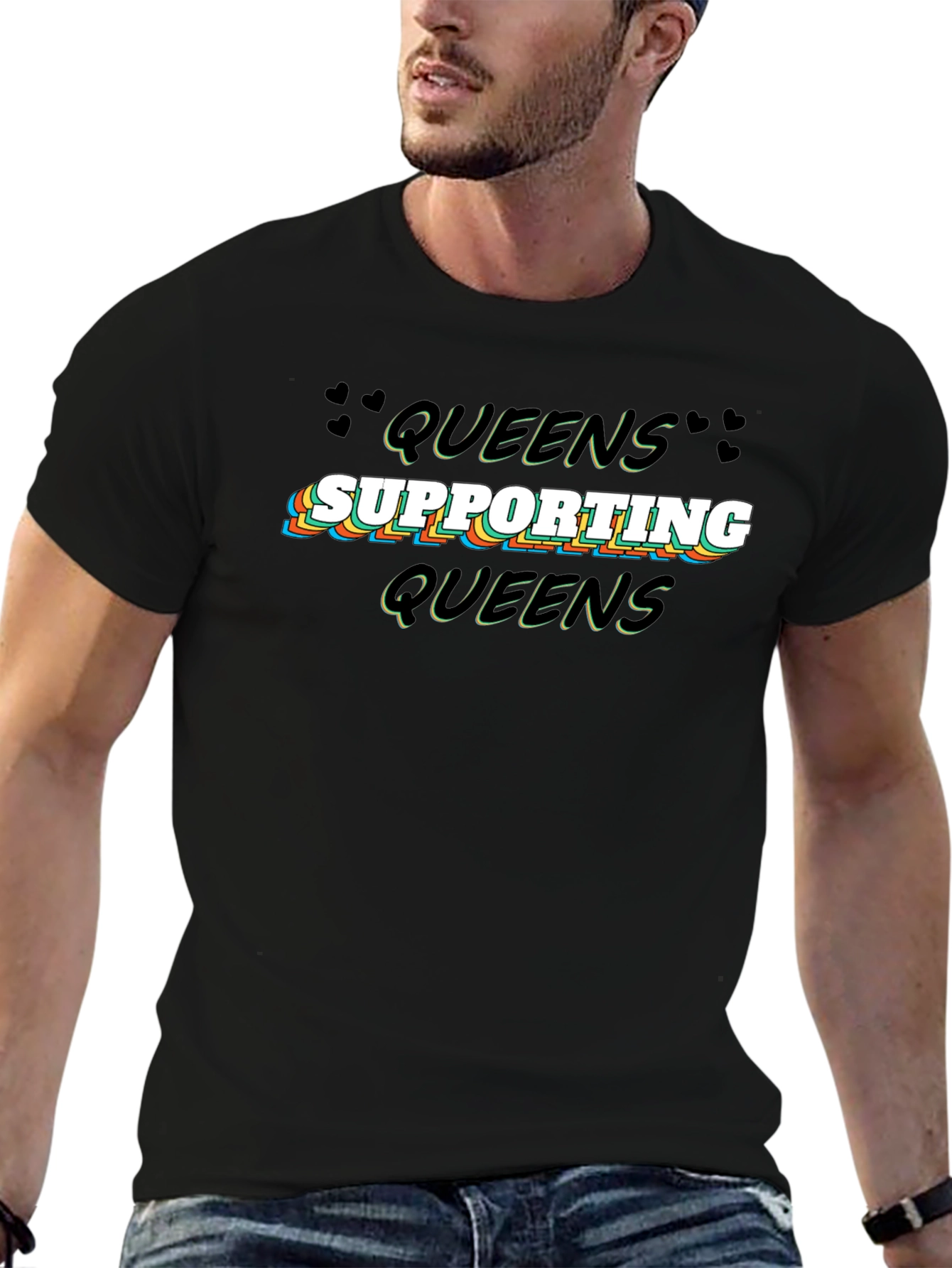 Queens Supporting Queens Black Graphic T-Shirt