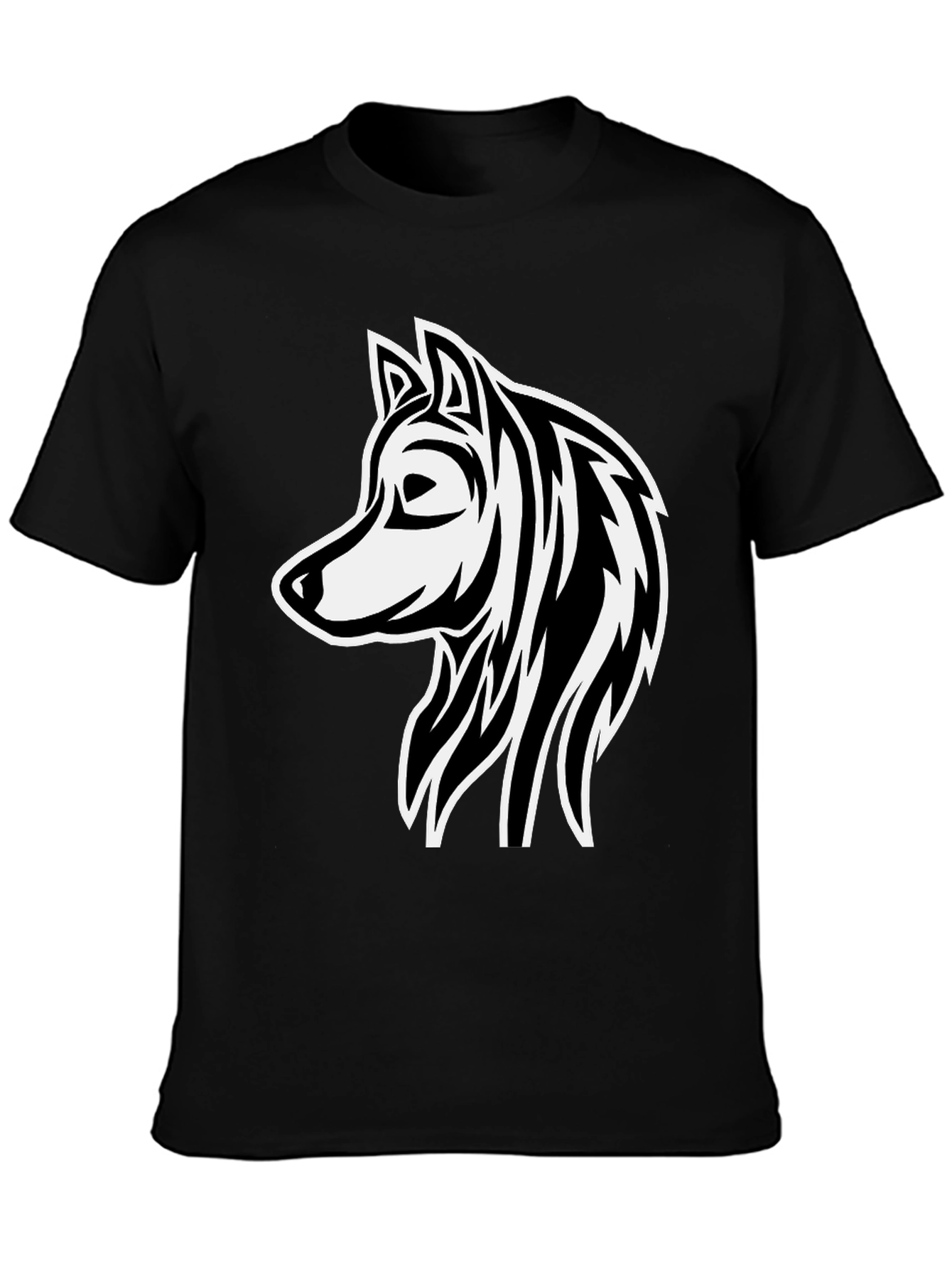 Wolf Graphic Print Black Cotton T-Shirt