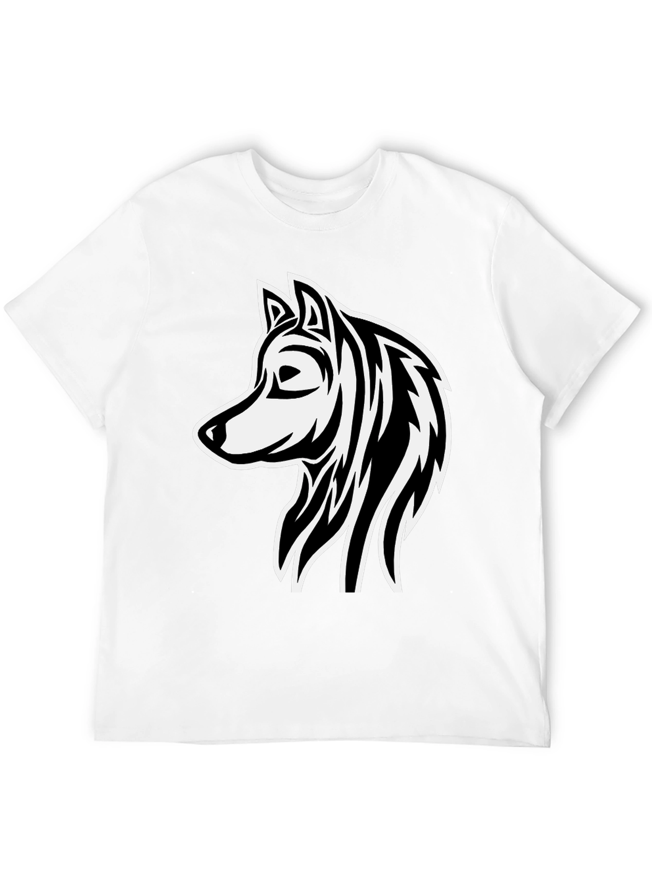 Wolf Graphic Print Black Cotton T-Shirt