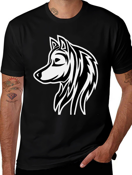 Wolf Graphic Print Black Cotton T-Shirt