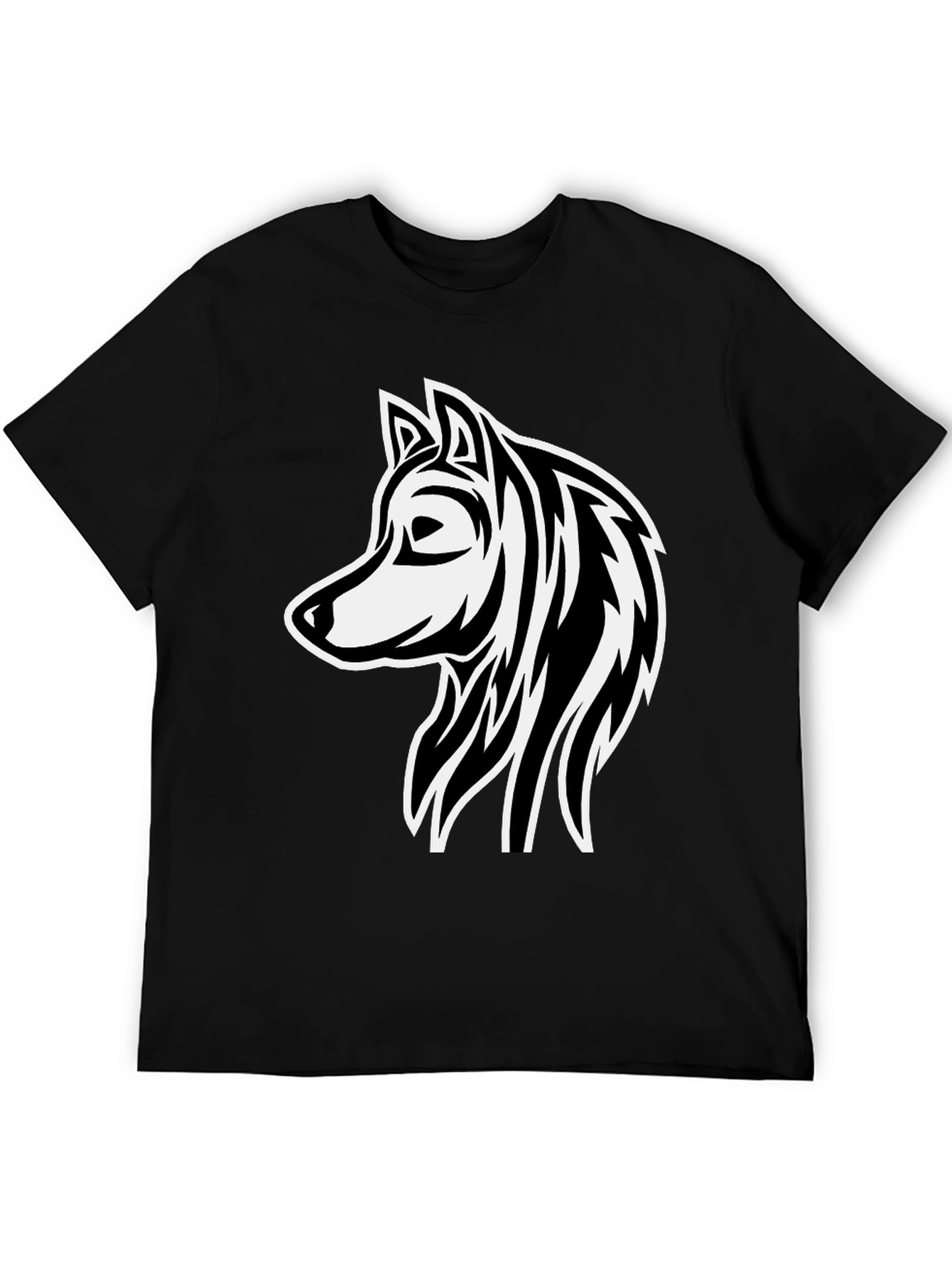 Wolf Graphic Print Black Cotton T-Shirt
