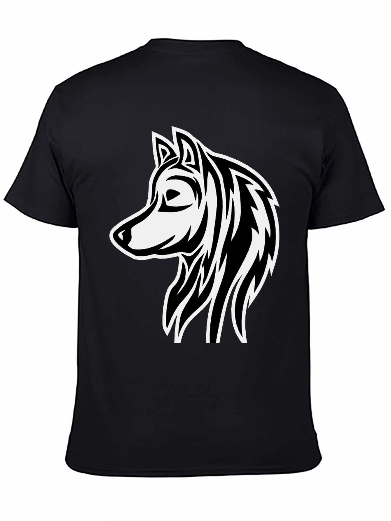 Wolf Graphic Print Black Cotton T-Shirt