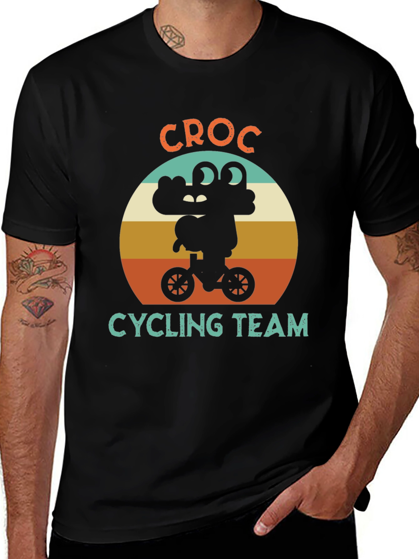 Croc Cycling Team Graphic T-Shirt - Black Cotton Tee