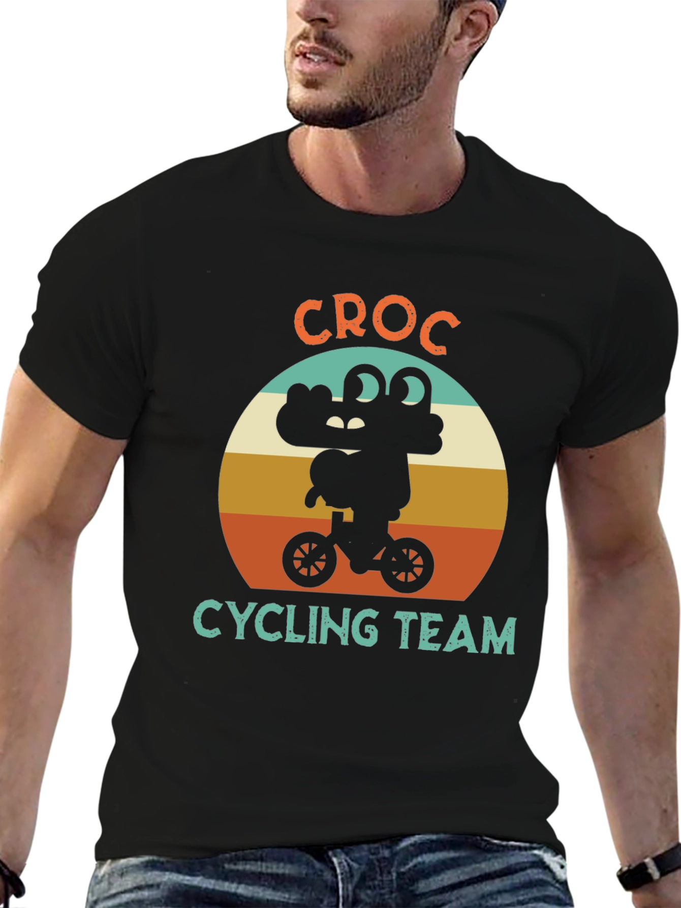 Croc Cycling Team Graphic T-Shirt - Black Cotton Tee