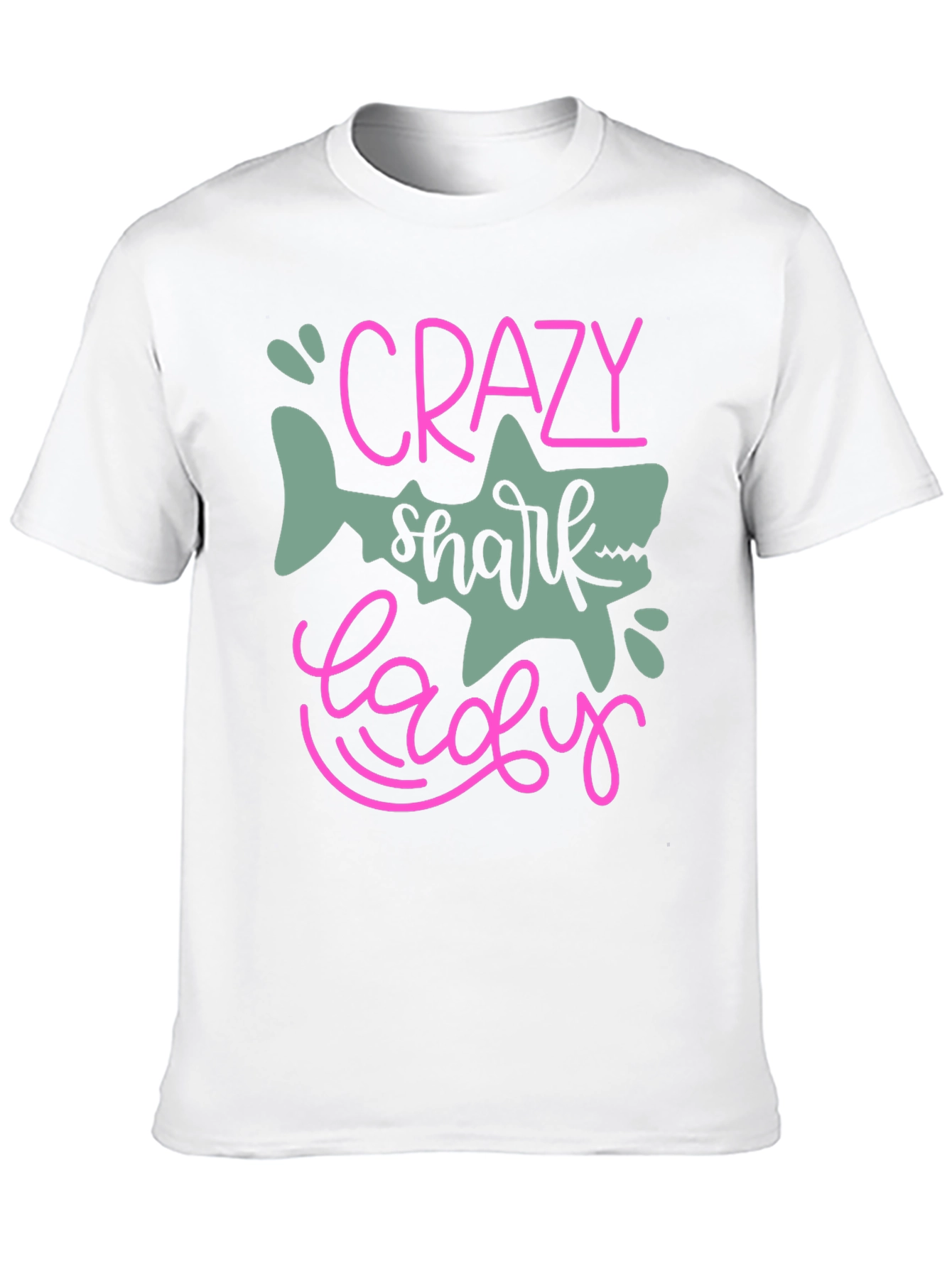 Crazy Shark Lady Black T-Shirt