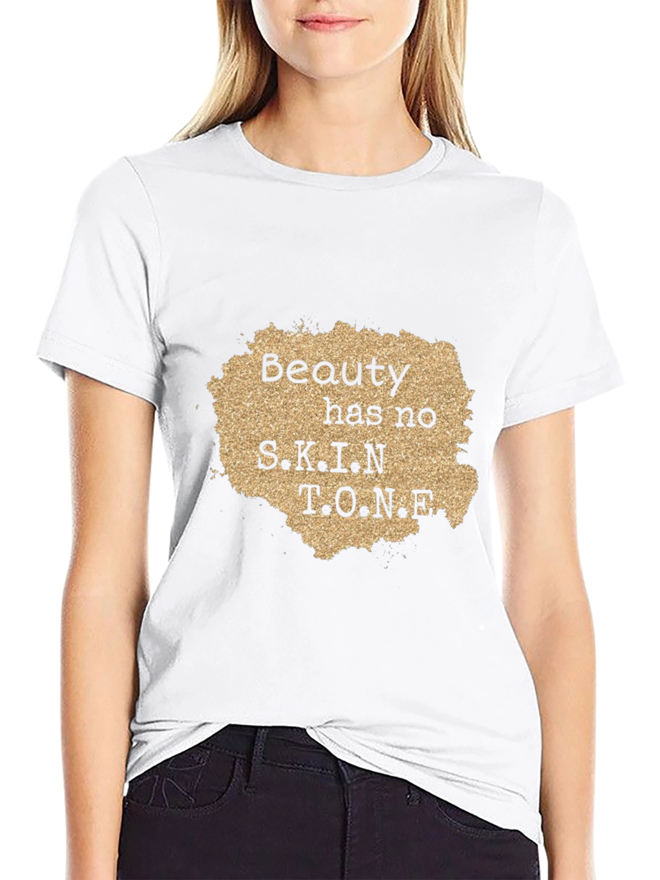 Beauty Has No Skin Tone Graphic Tee - Black