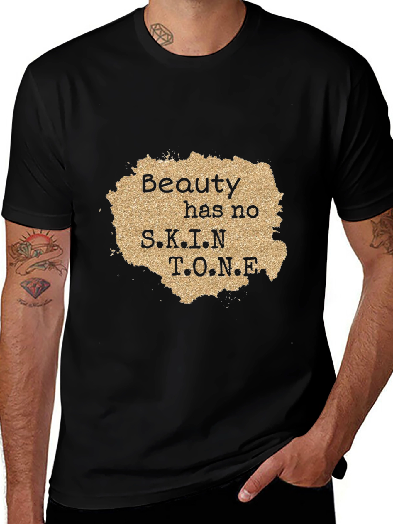 Beauty Has No Skin Tone Graphic Tee - Black