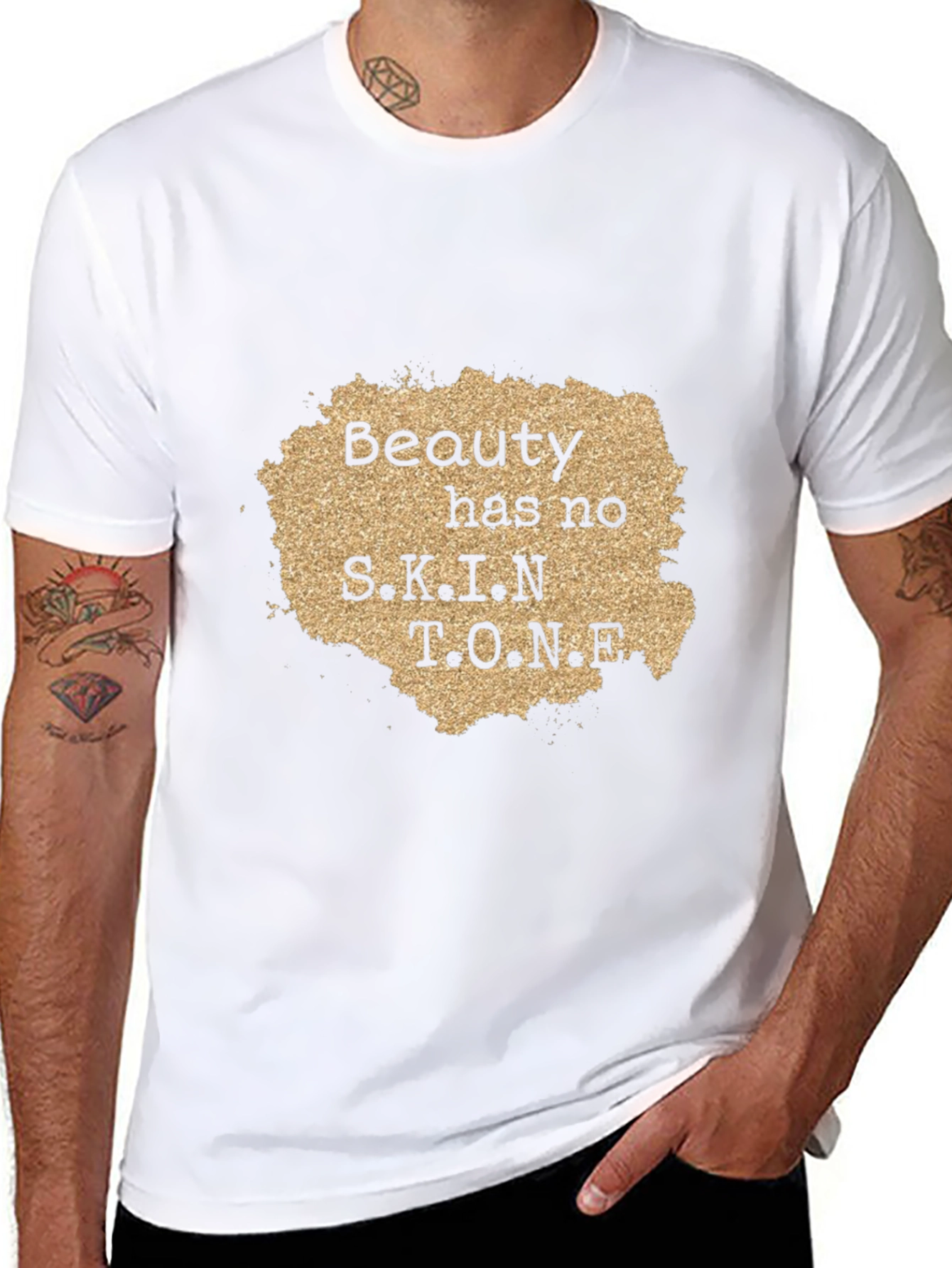 Beauty Has No Skin Tone Graphic Tee - Black