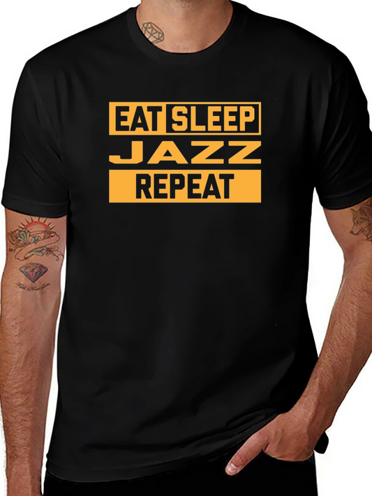 Eat Sleep Jazz Repeat Black Graphic Tee