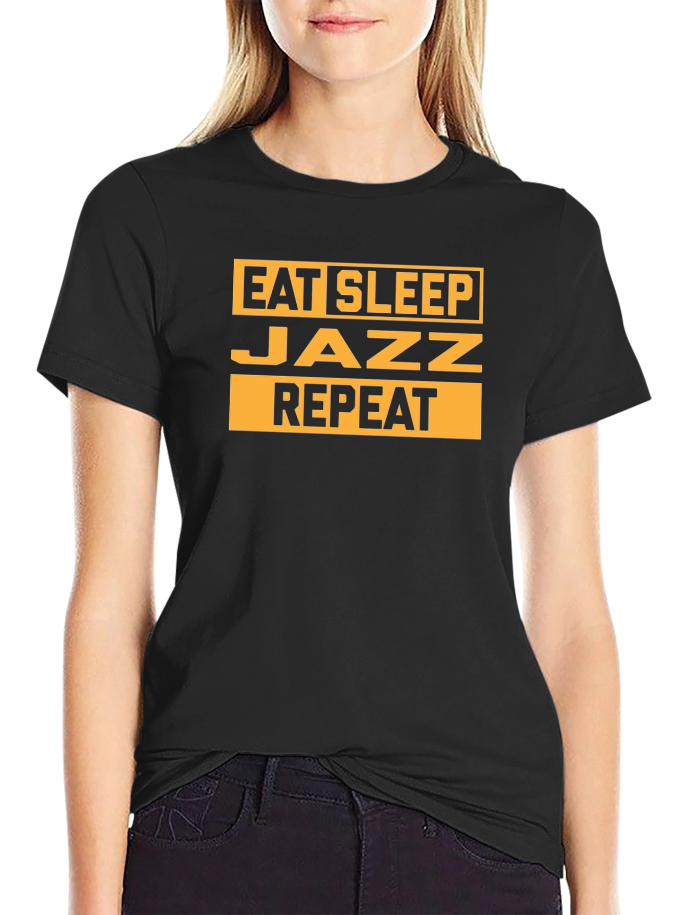 Eat Sleep Jazz Repeat Black Graphic Tee