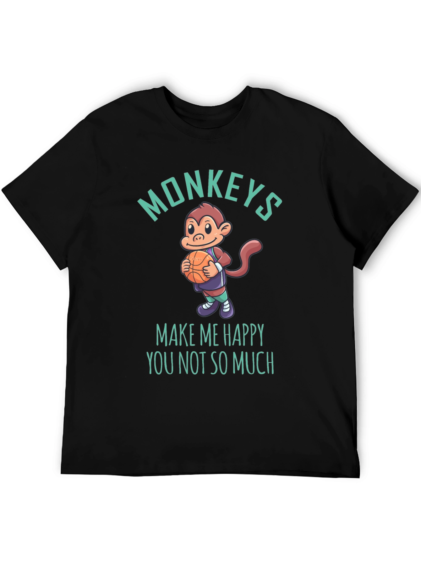 Funny Monkey Basketball Graphic T-Shirt