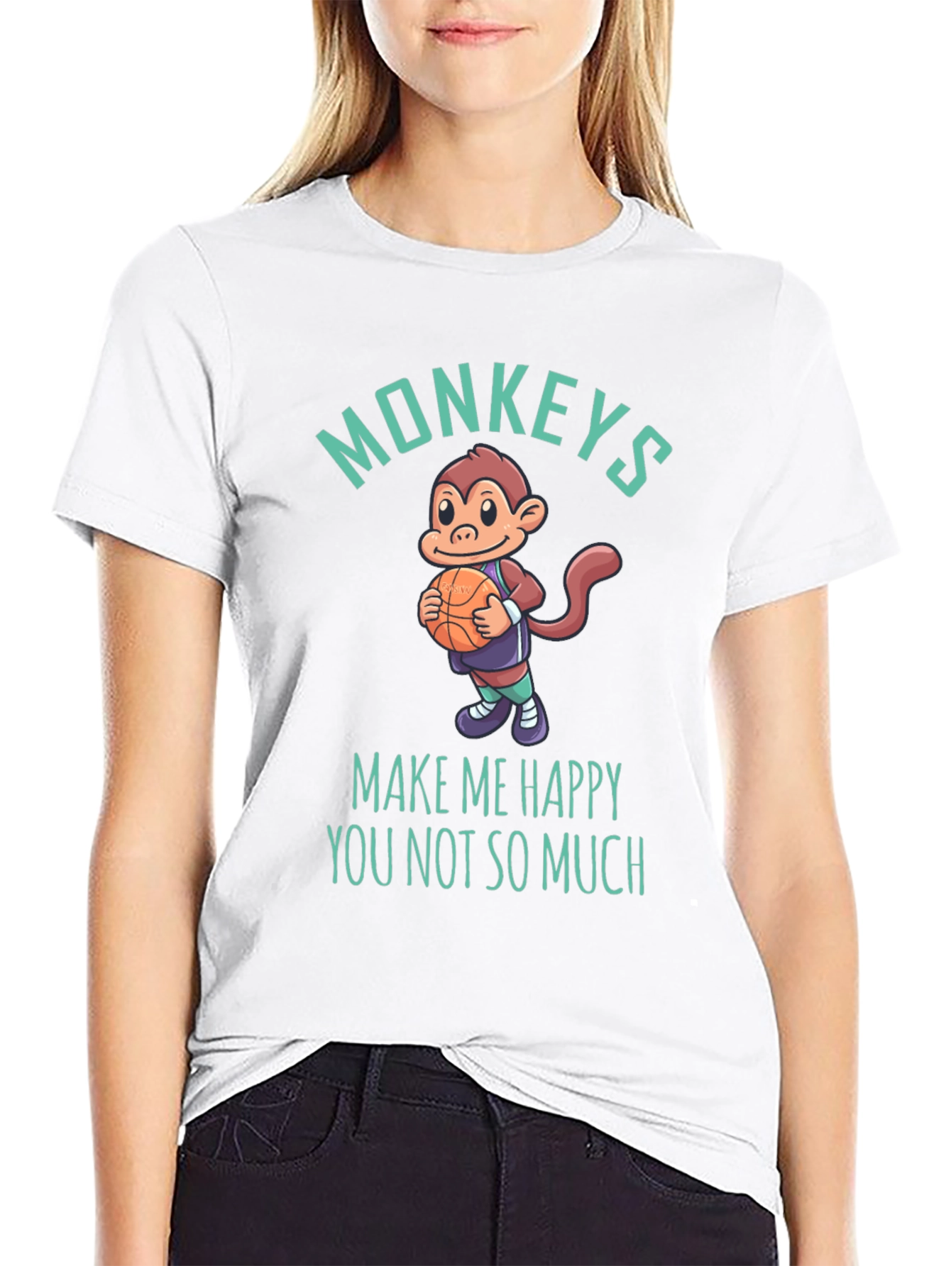 Funny Monkey Basketball Graphic T-Shirt