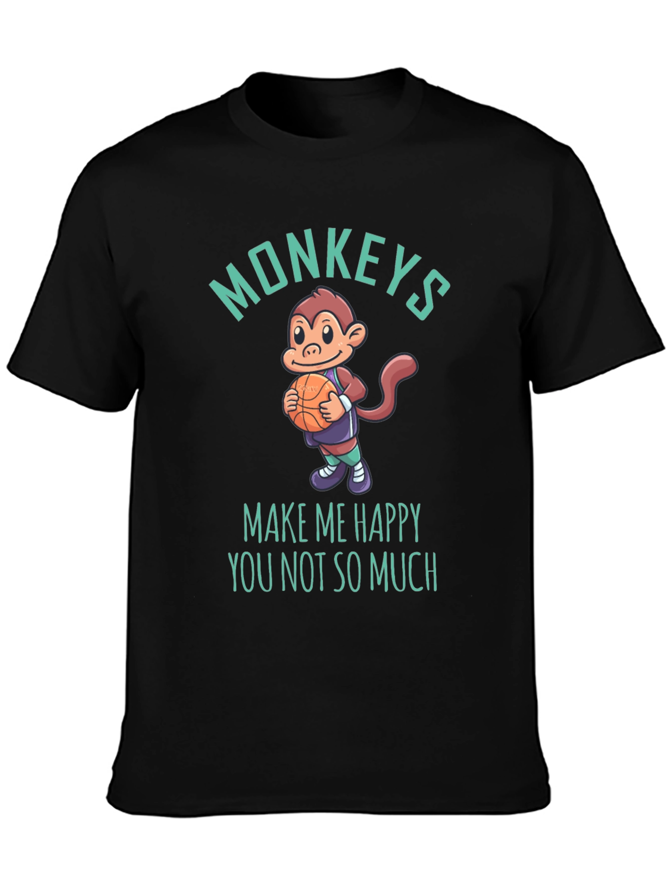 Funny Monkey Basketball Graphic T-Shirt