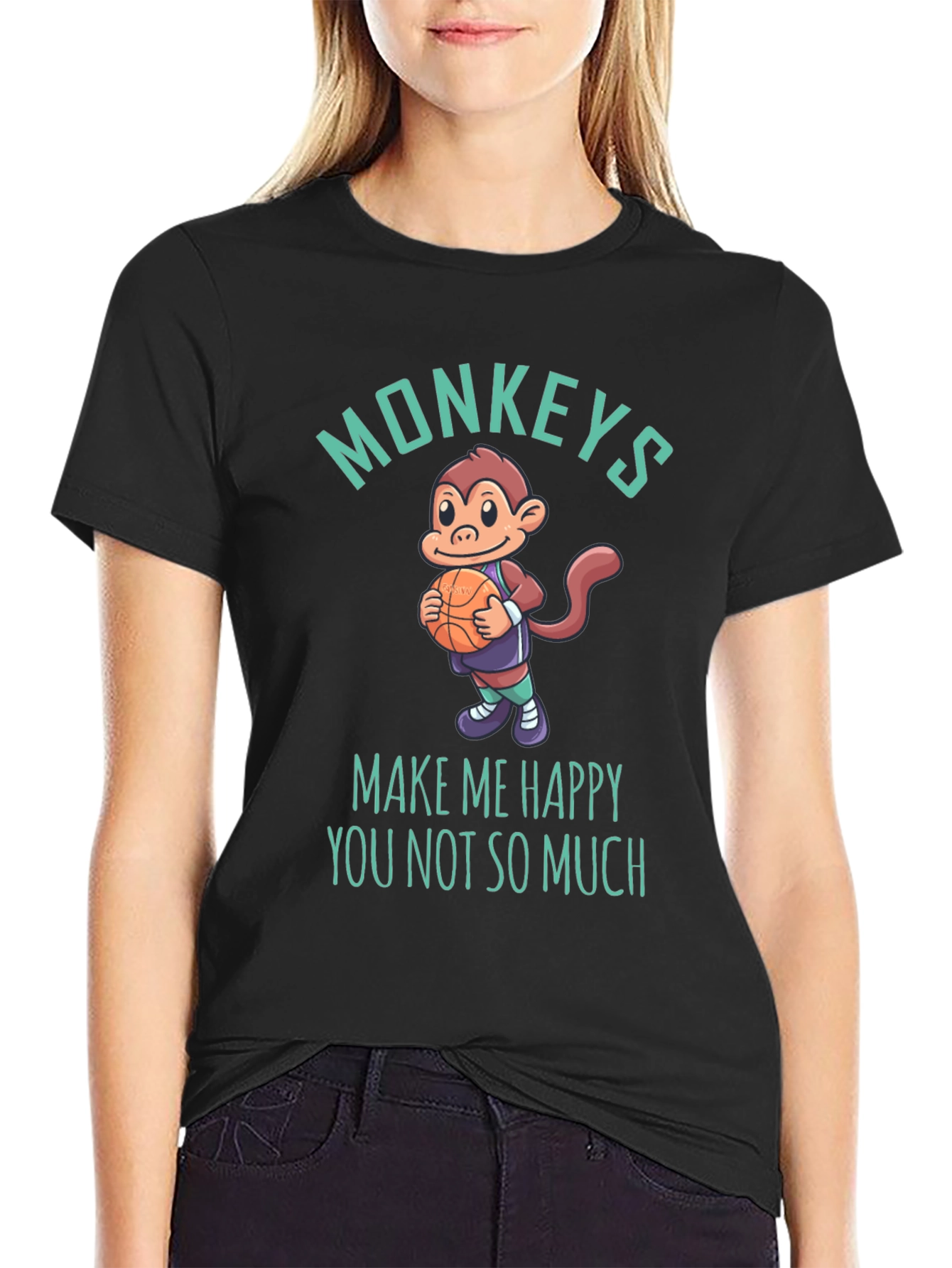 Funny Monkey Basketball Graphic T-Shirt