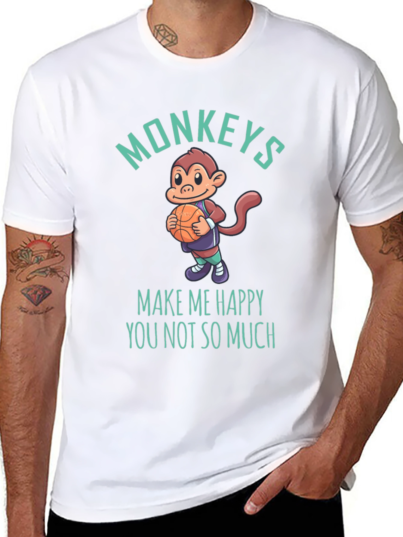 Funny Monkey Basketball Graphic T-Shirt