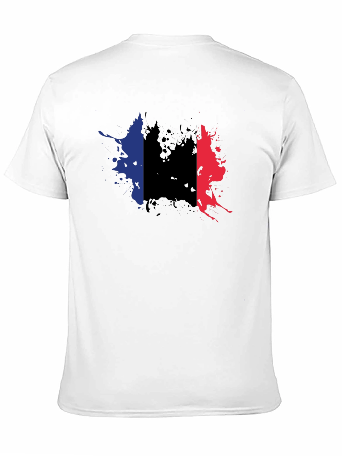 France Flag Splatter T-Shirt - Black Casual Style