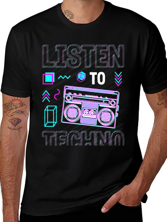 Listen to Techno Retro Boombox Graphic Tee