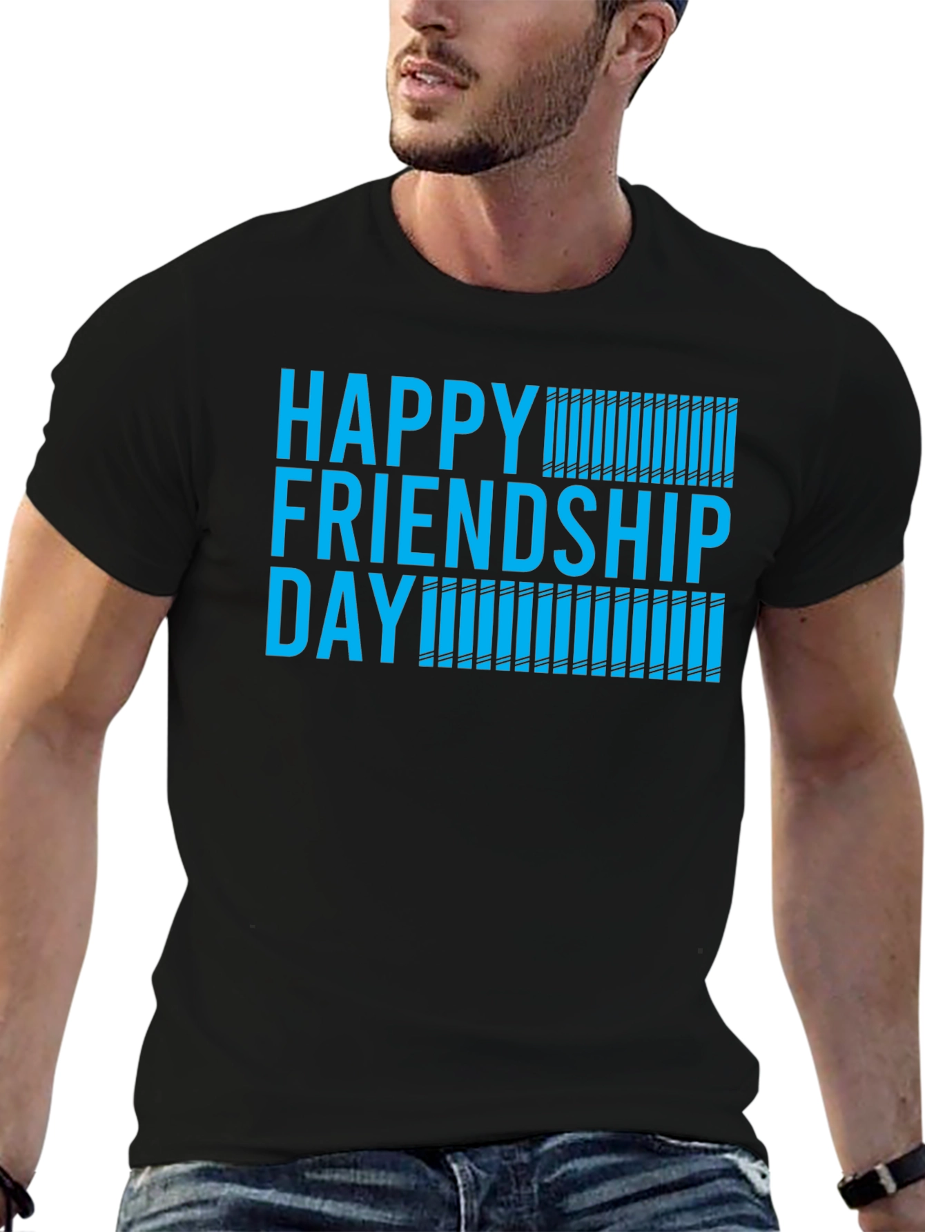 Happy Friendship Day Graphic Tee - Black