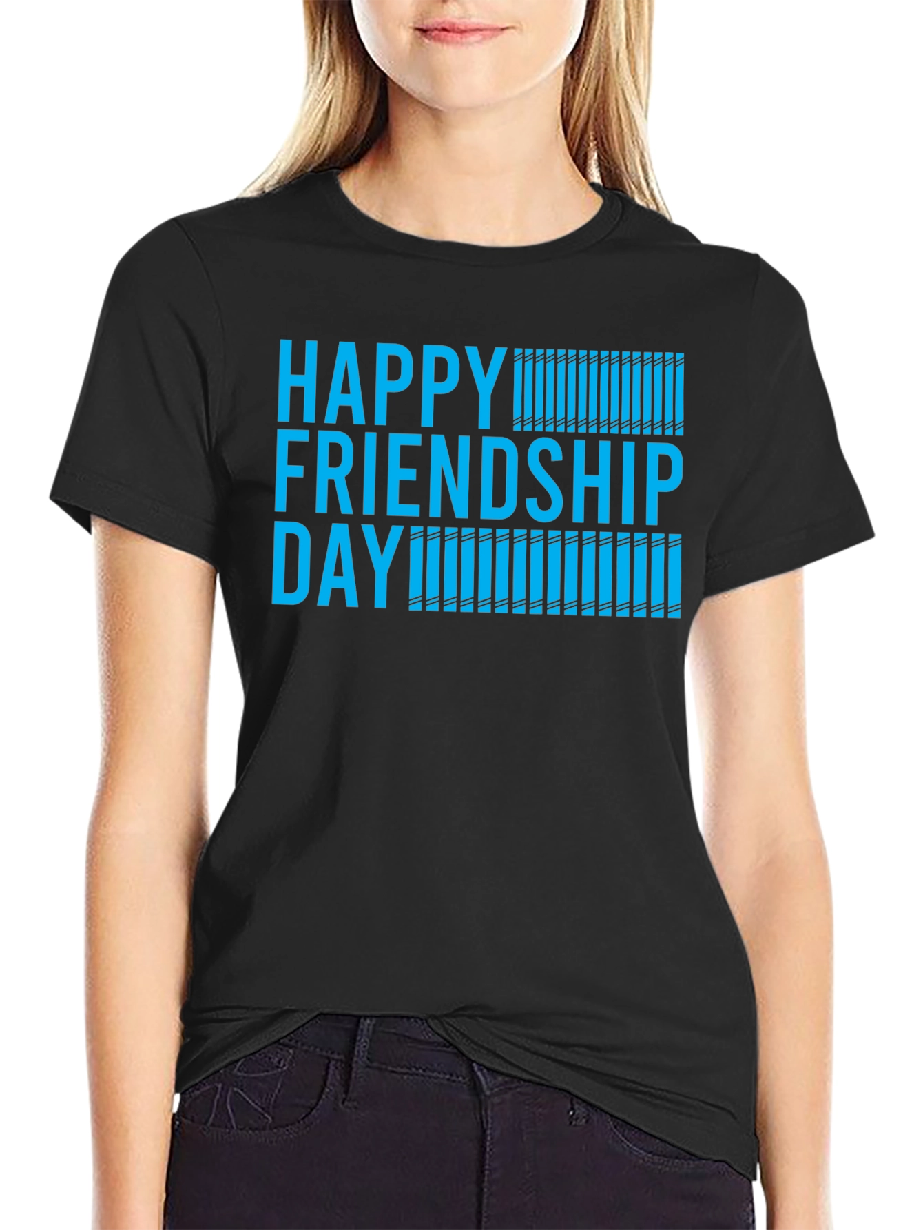 Happy Friendship Day Graphic Tee - Black