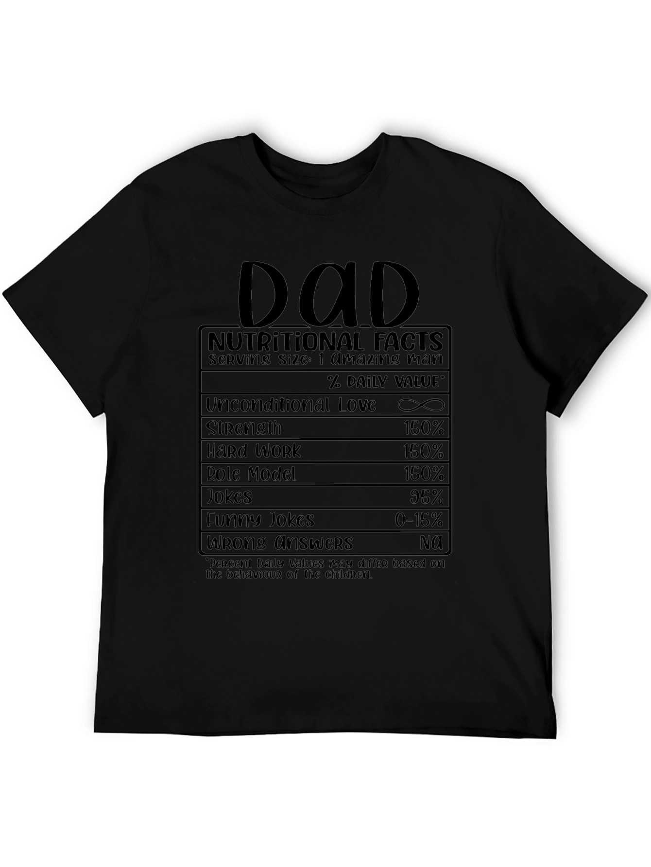 Dad Nutritional Facts Black T-Shirt