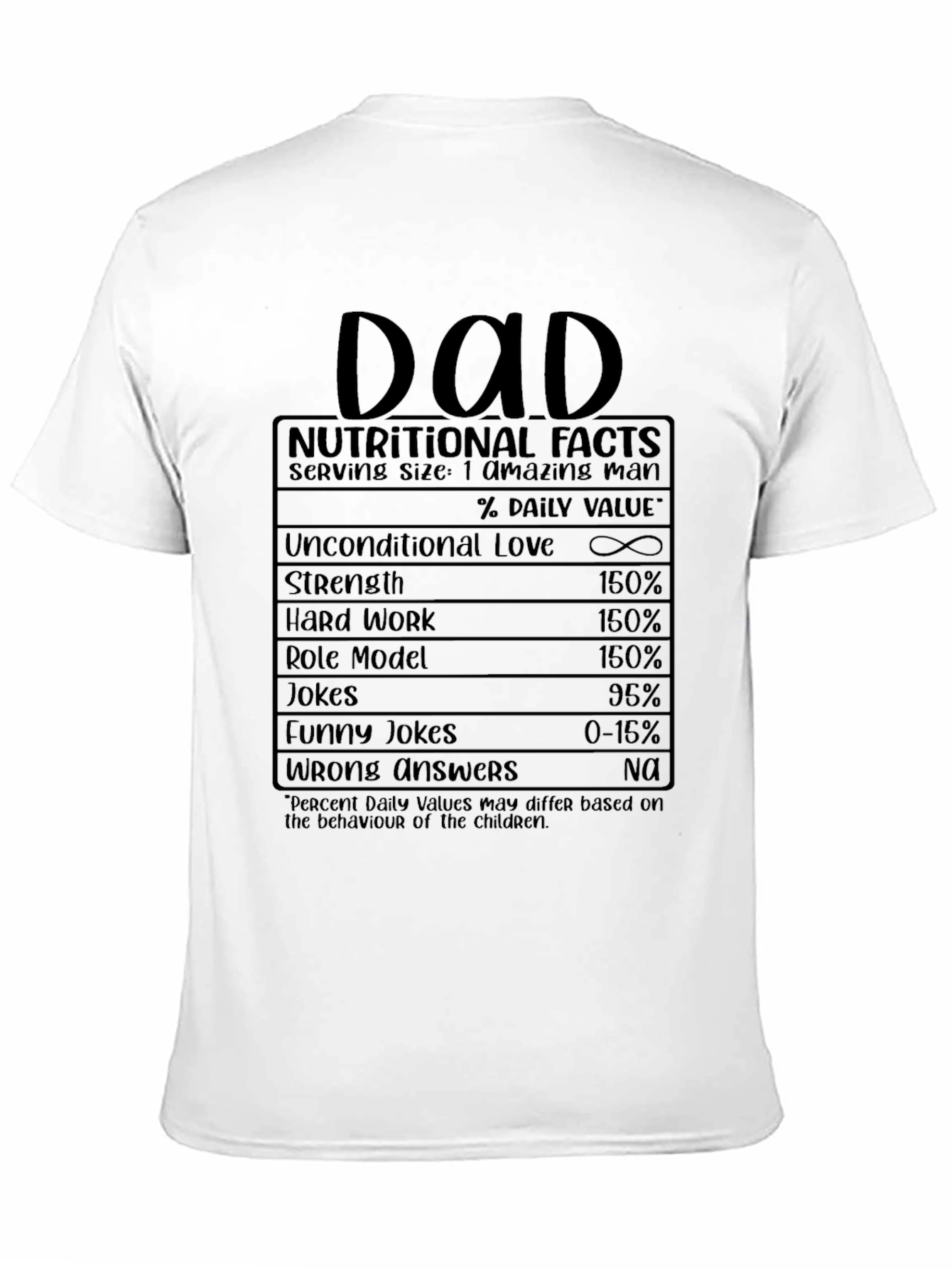 Dad Nutritional Facts Black T-Shirt