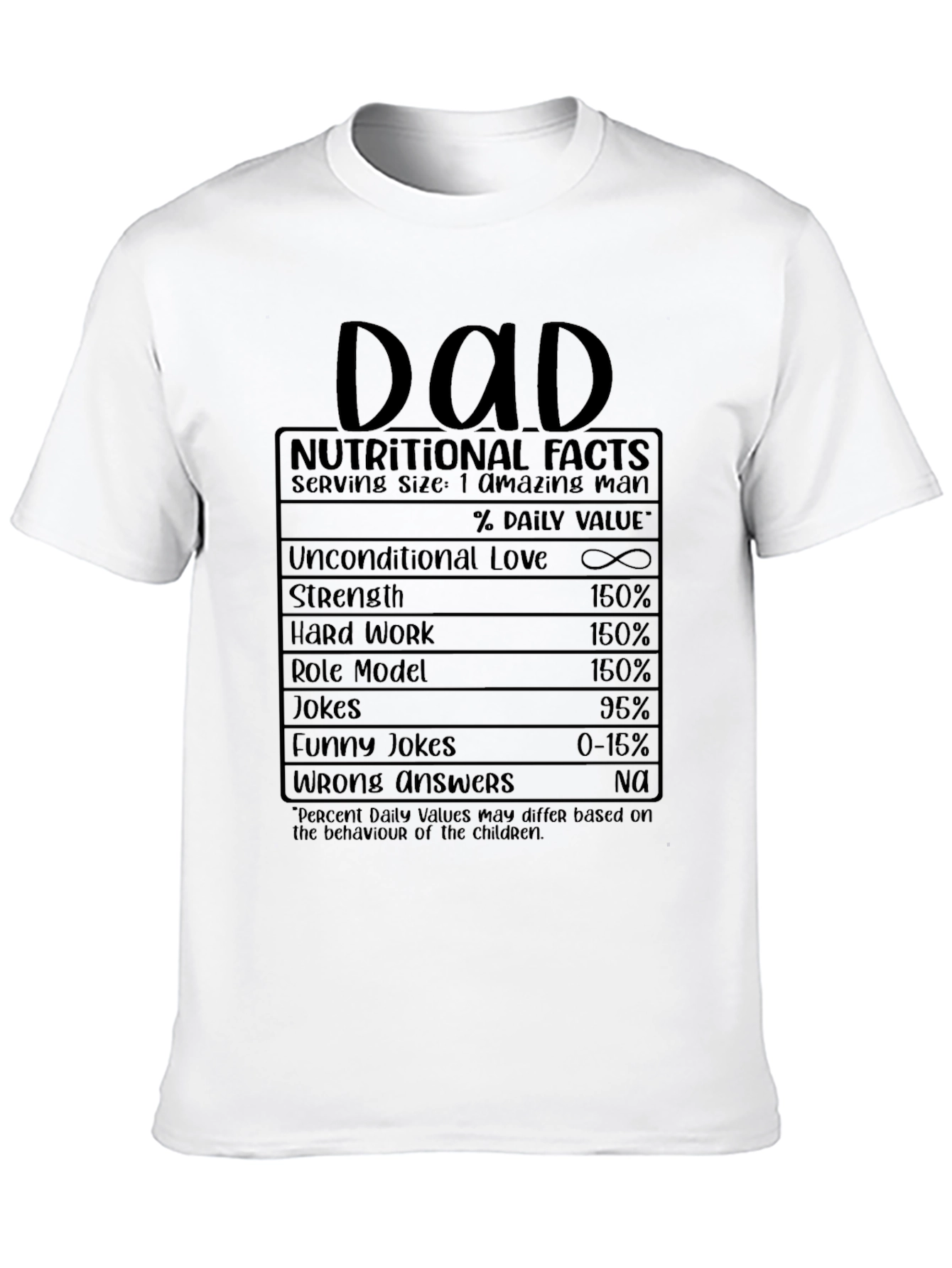 Dad Nutritional Facts Black T-Shirt