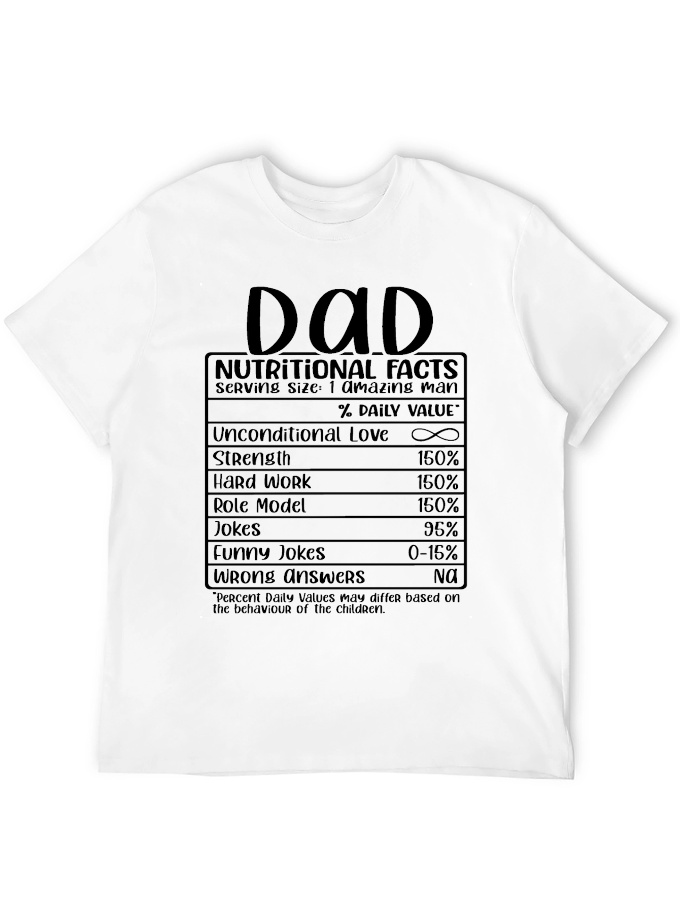 Dad Nutritional Facts Black T-Shirt