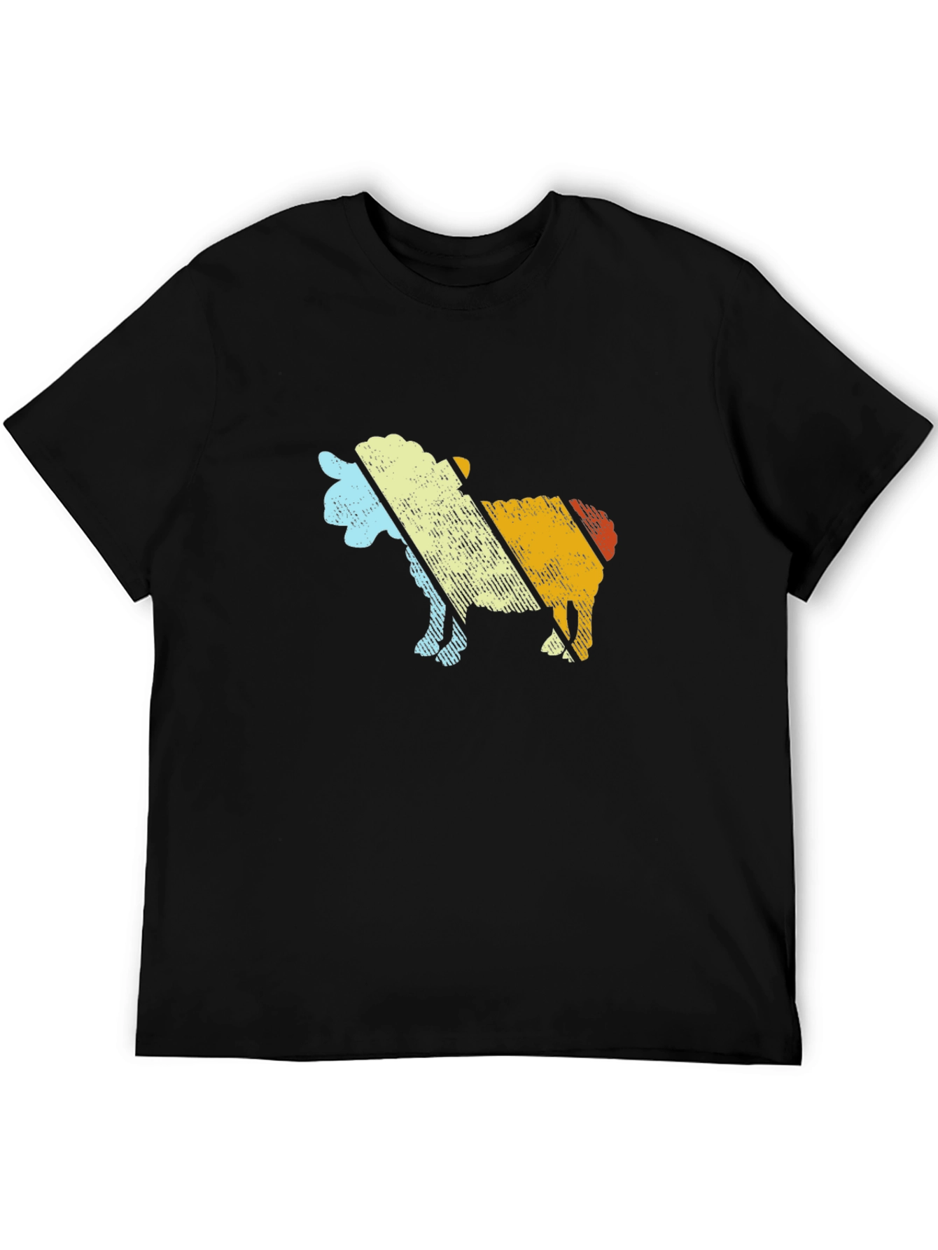 Retro Sheep Graphic Tee - Black Cotton Blend T-Shirt