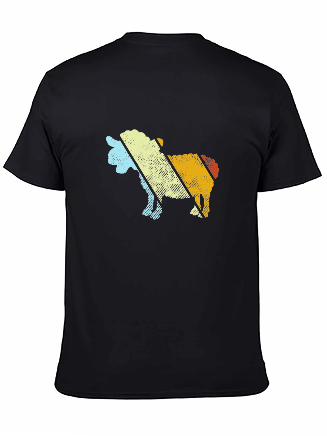 Retro Sheep Graphic Tee - Black Cotton Blend T-Shirt