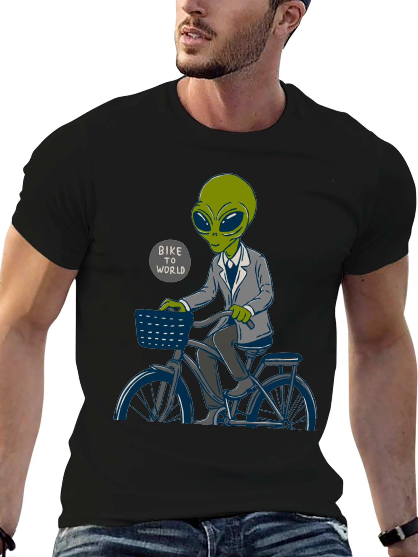 Alien on Bike T-Shirt - Bike To World