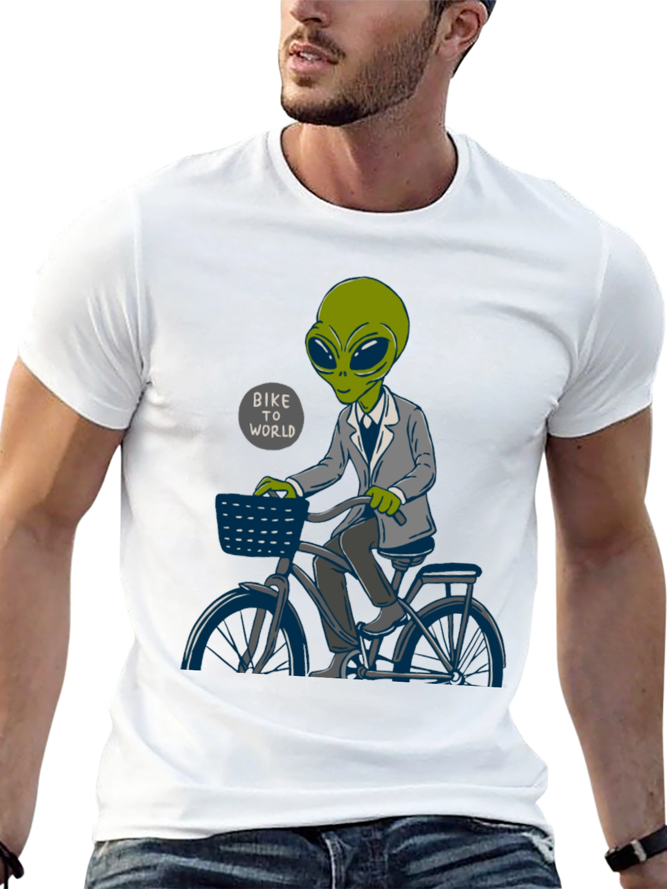 Alien on Bike T-Shirt - Bike To World