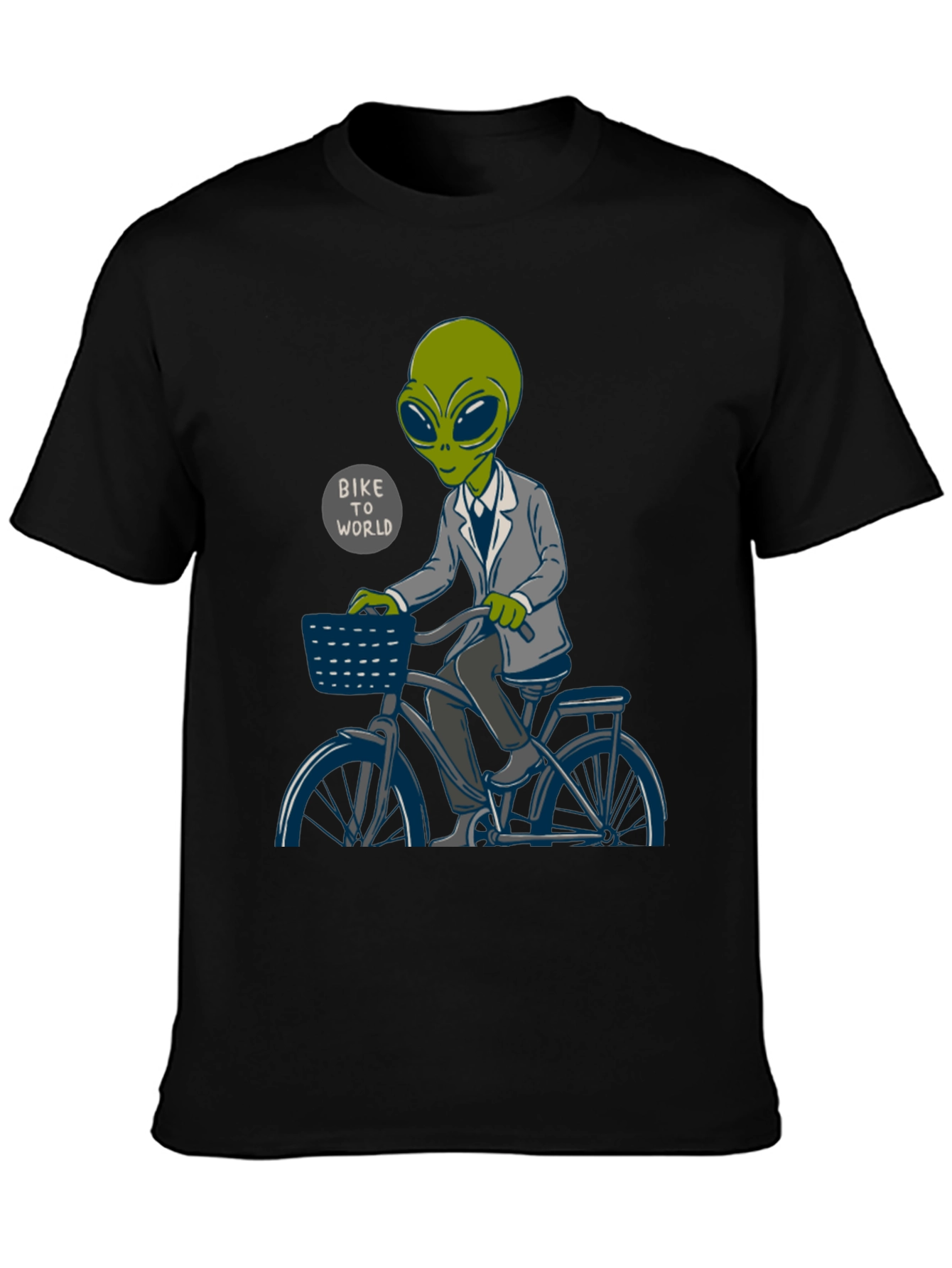 Alien on Bike T-Shirt - Bike To World