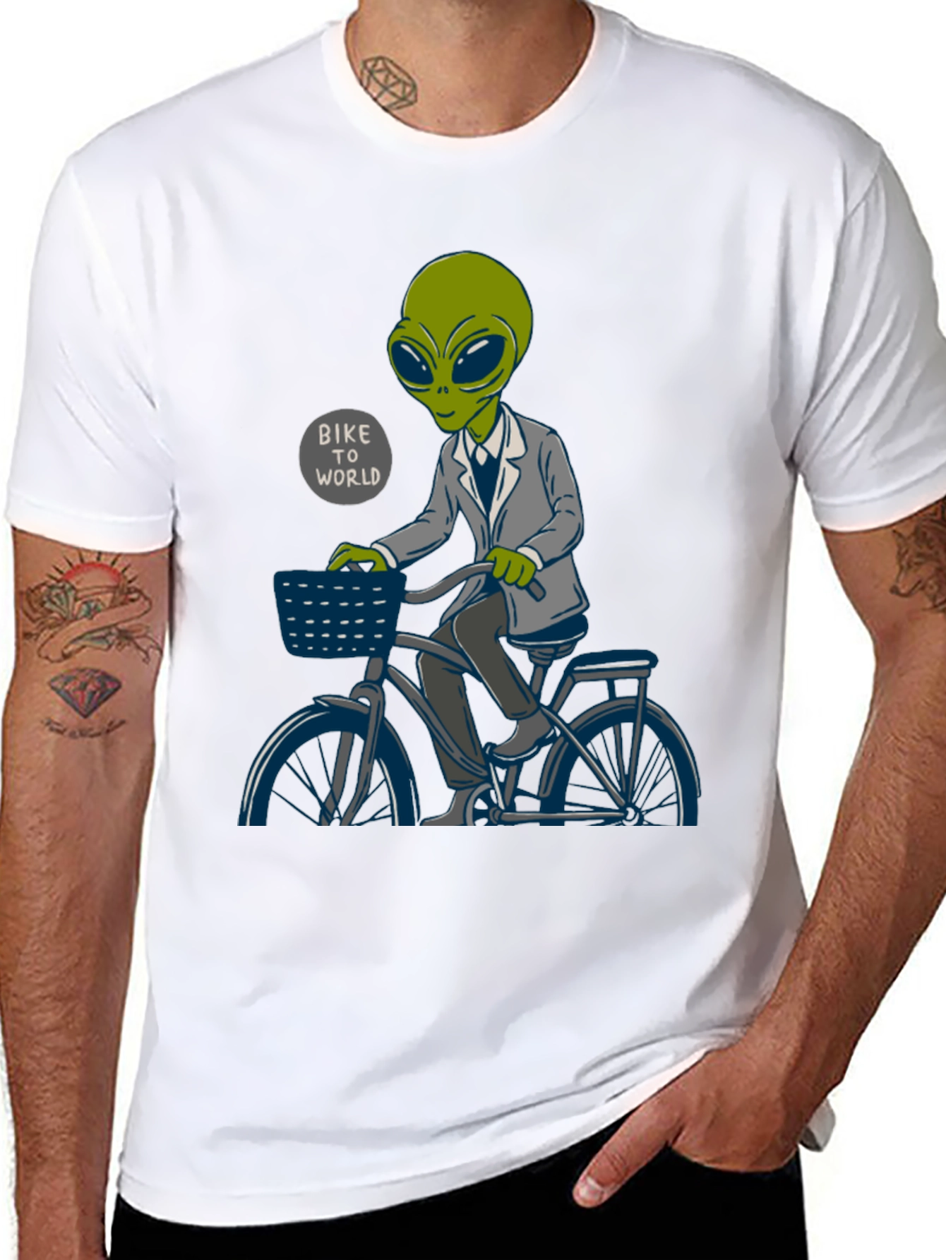 Alien on Bike T-Shirt - Bike To World