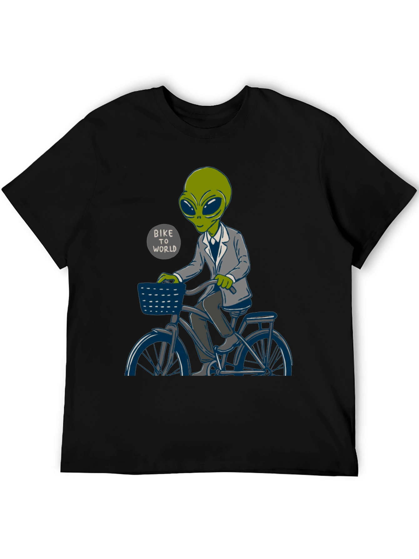Alien on Bike T-Shirt - Bike To World