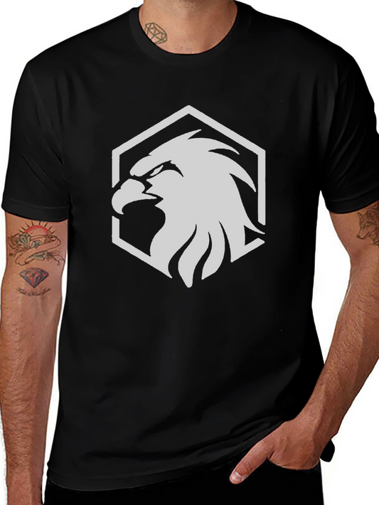 Black T-Shirt with Eagle Hexagon Graphic