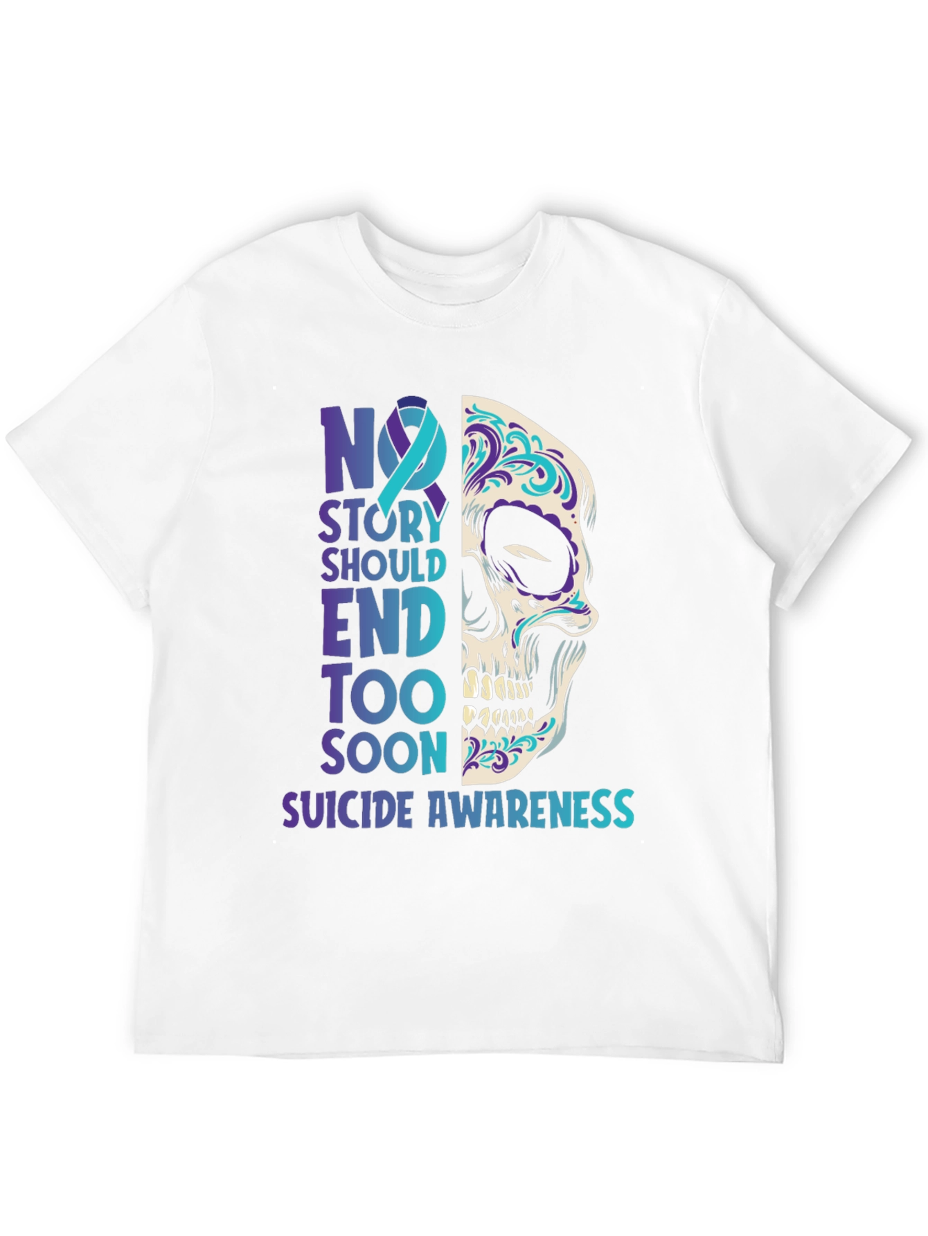 Suicide Awareness Sugar Skull Graphic T-Shirt