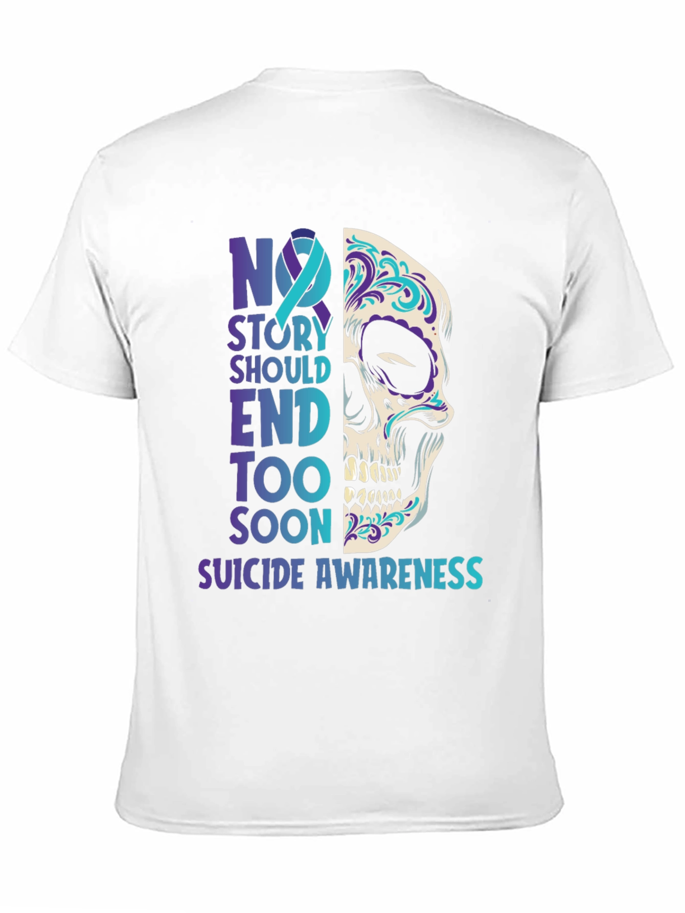 Suicide Awareness Sugar Skull Graphic T-Shirt