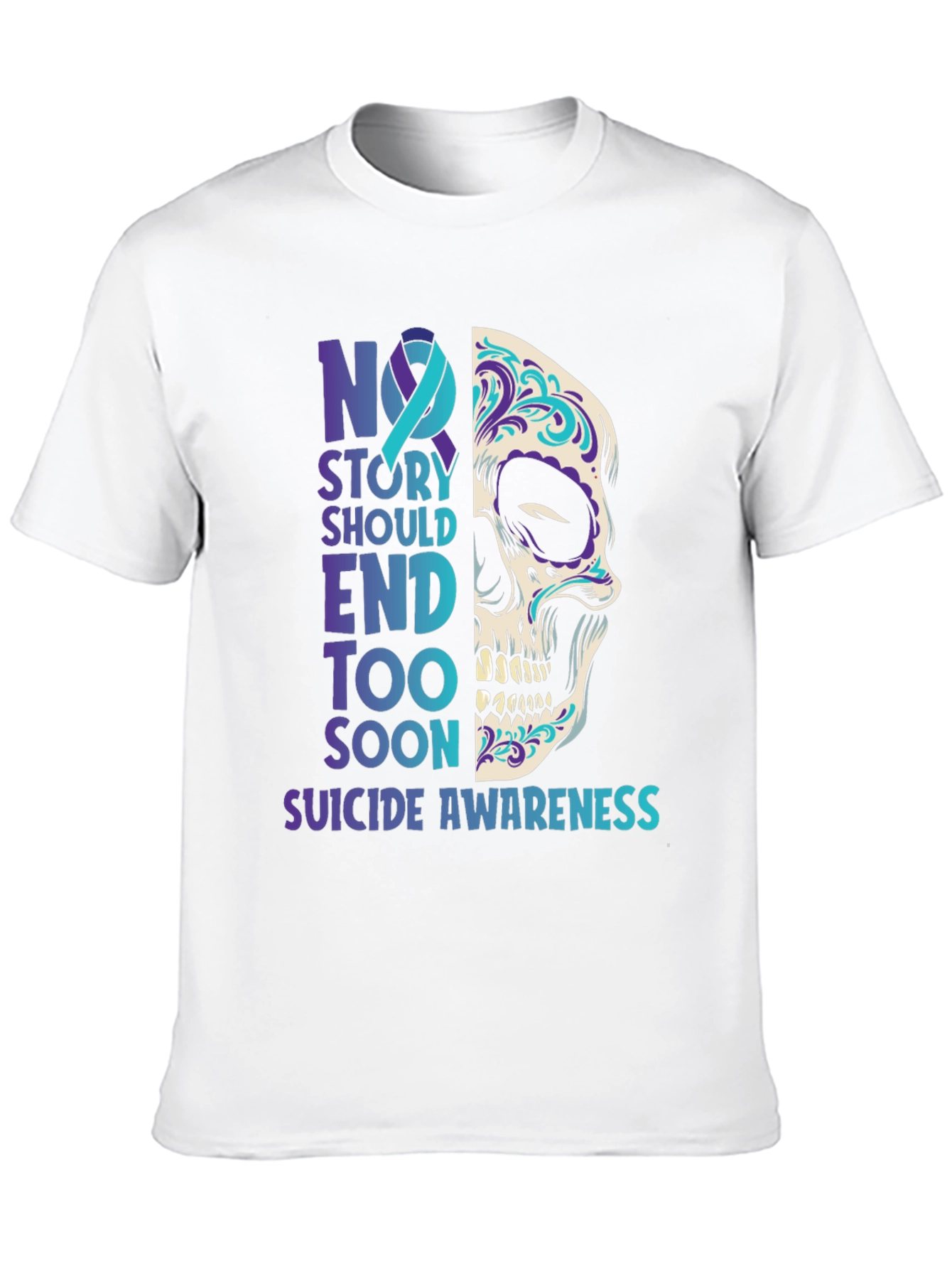 Suicide Awareness Sugar Skull Graphic T-Shirt
